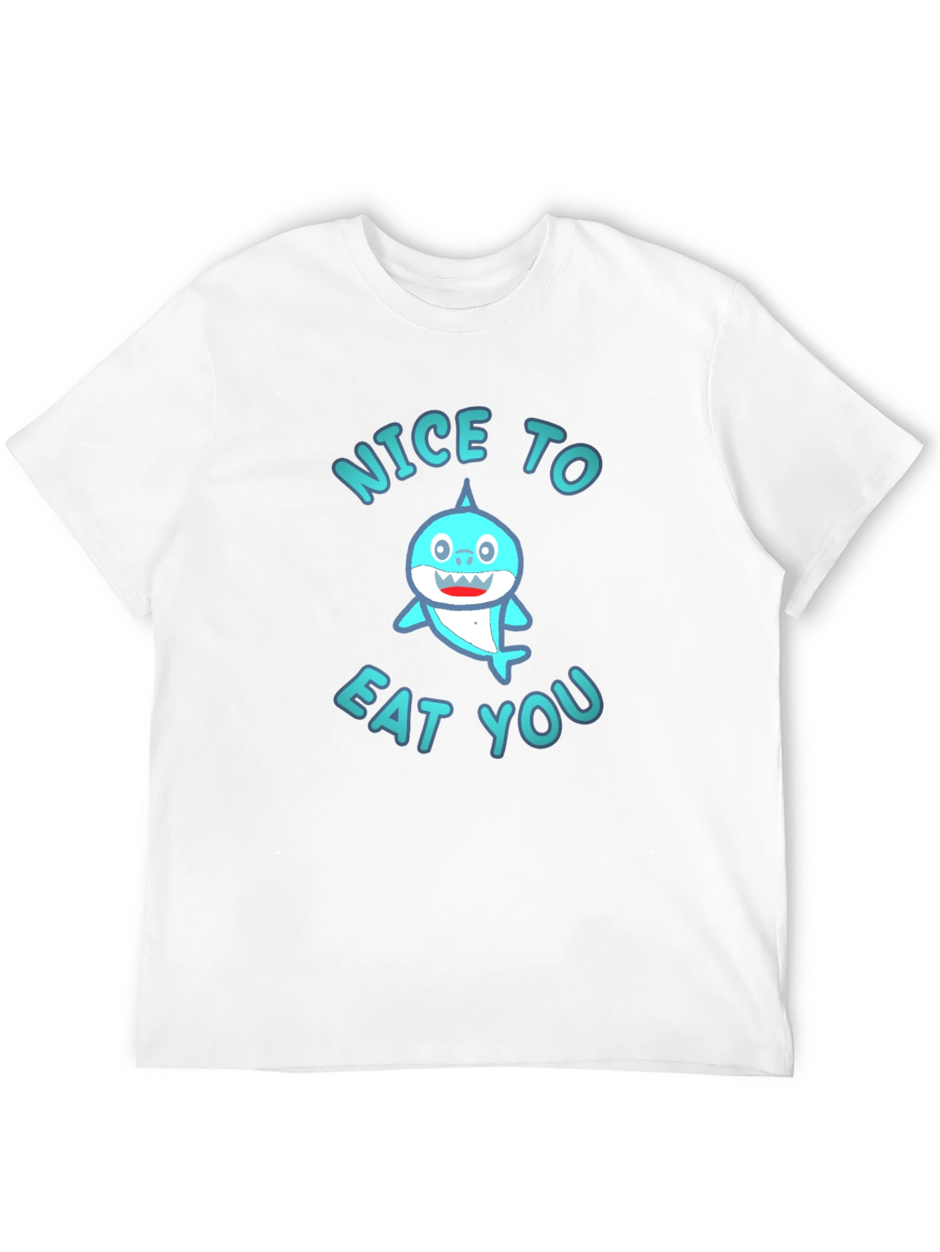 Black Funny Shark Graphic Tee - "Nice to Eat You" Black T-Shirt view 12