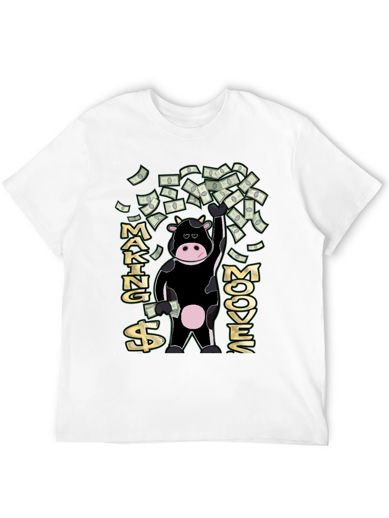 Black Making Mooves T-Shirt - Funny Cow Money Tee view 12