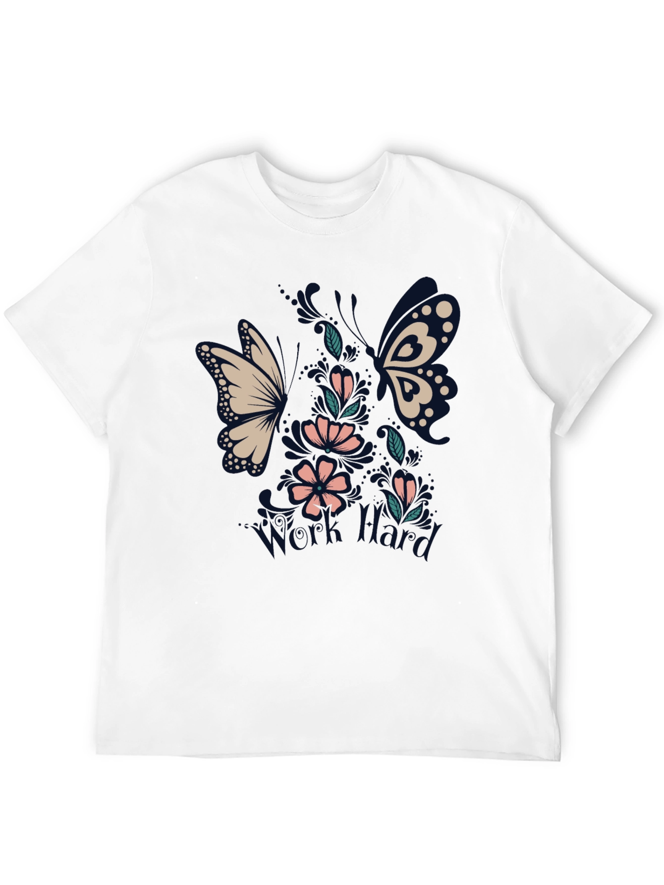 Black Floral Butterfly Black T-Shirt view 12