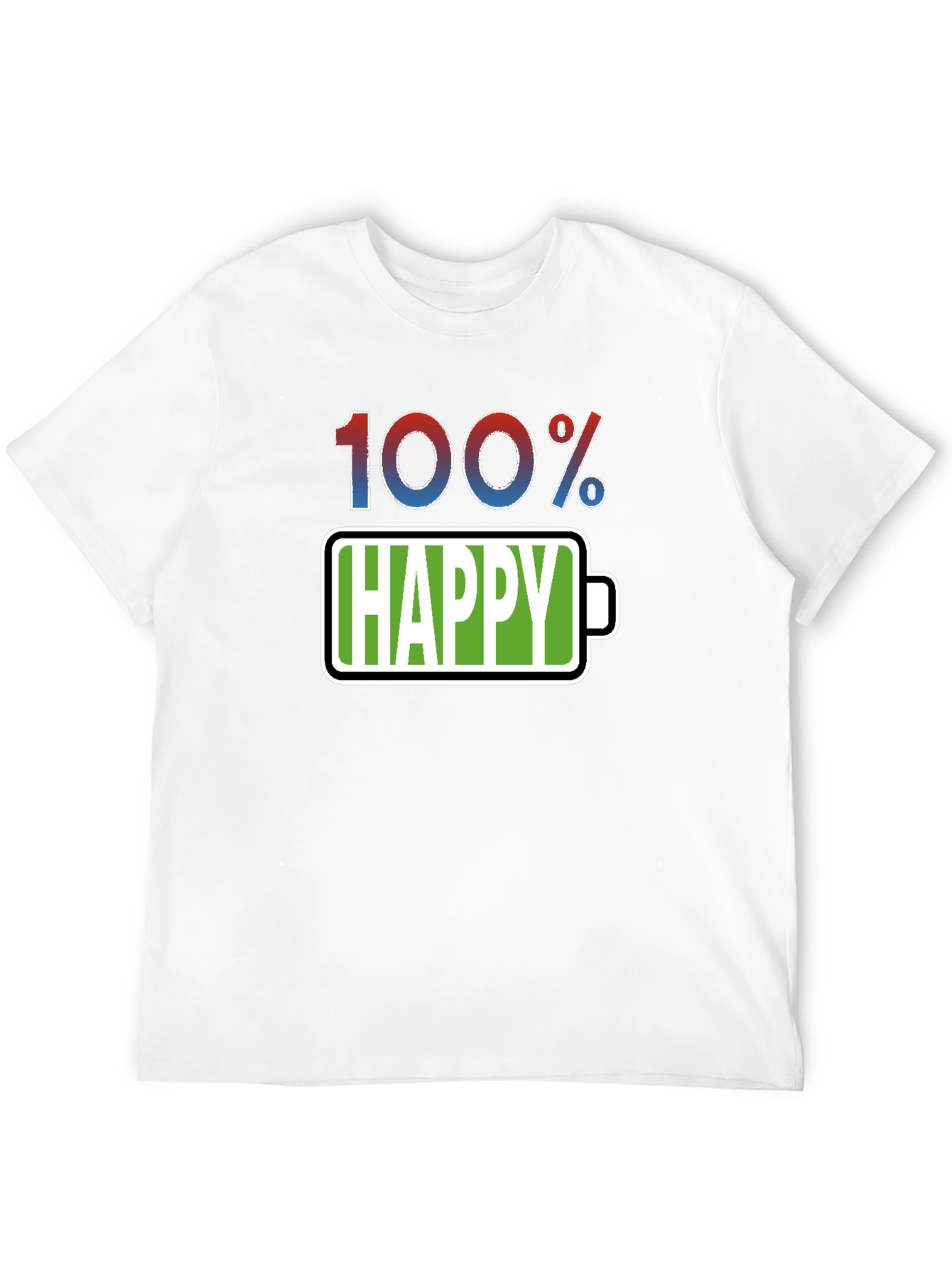 Black 100% Happy T-Shirt - Funny Battery Life Graphic Tee view 12