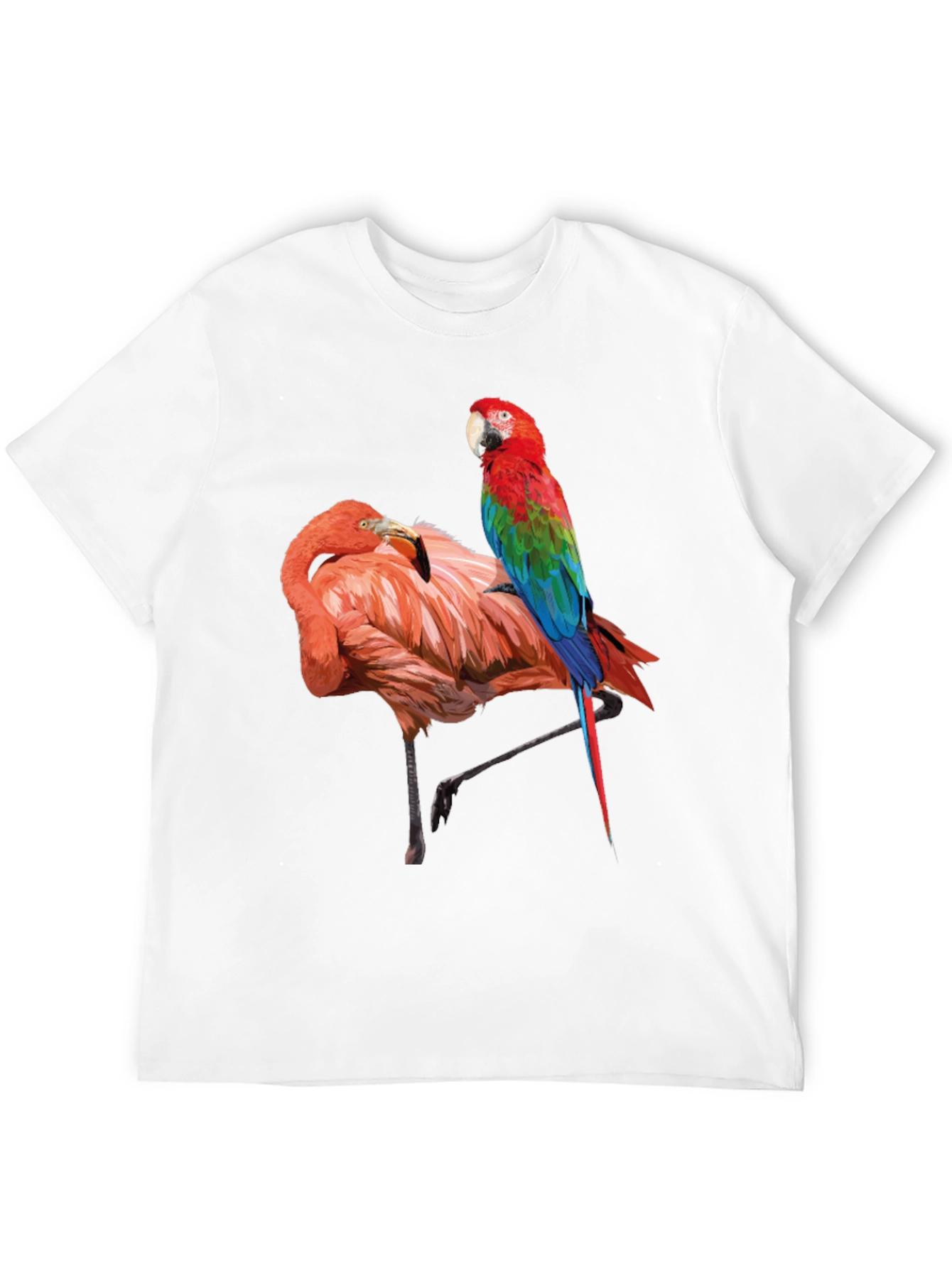 Flamingo Parrot Graphic Tee - Men's Black T-Shirt - 12