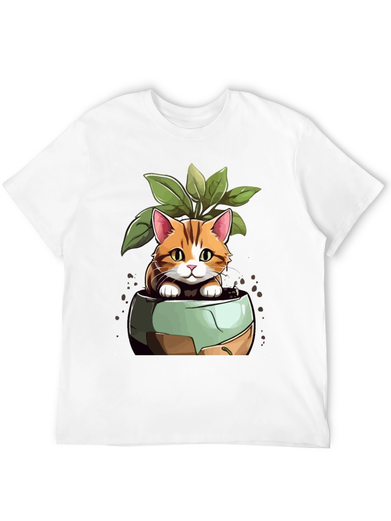 Black Cat in Pot Plant T-Shirt - Unique Design view 12