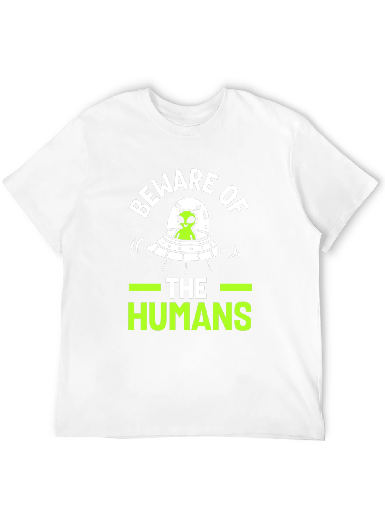 Black Beware of The Humans Alien UFO Graphic T-Shirt view 12