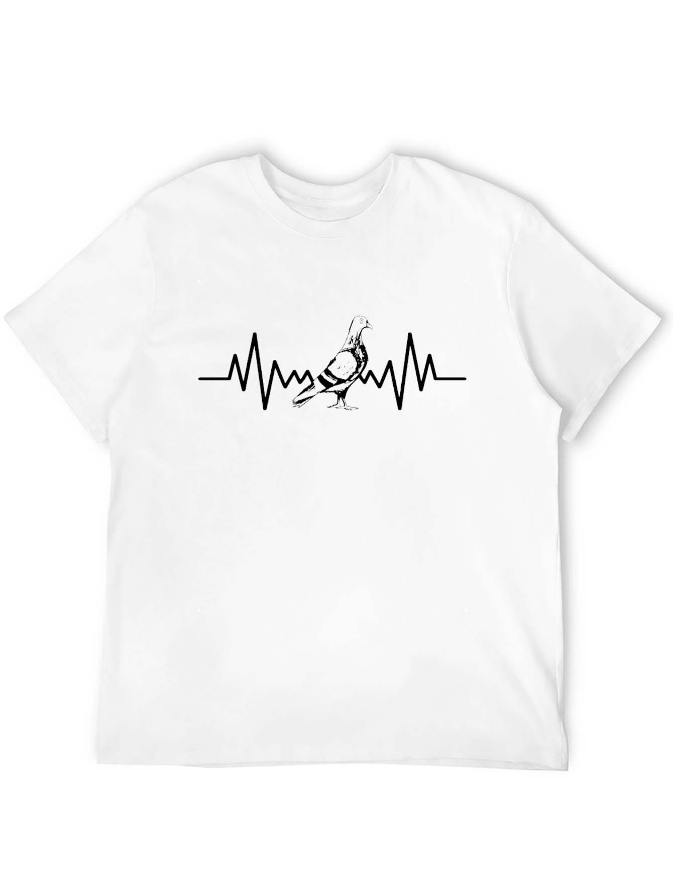 Black Pigeon Heartbeat T-Shirt - Soft Black Cotton view 12