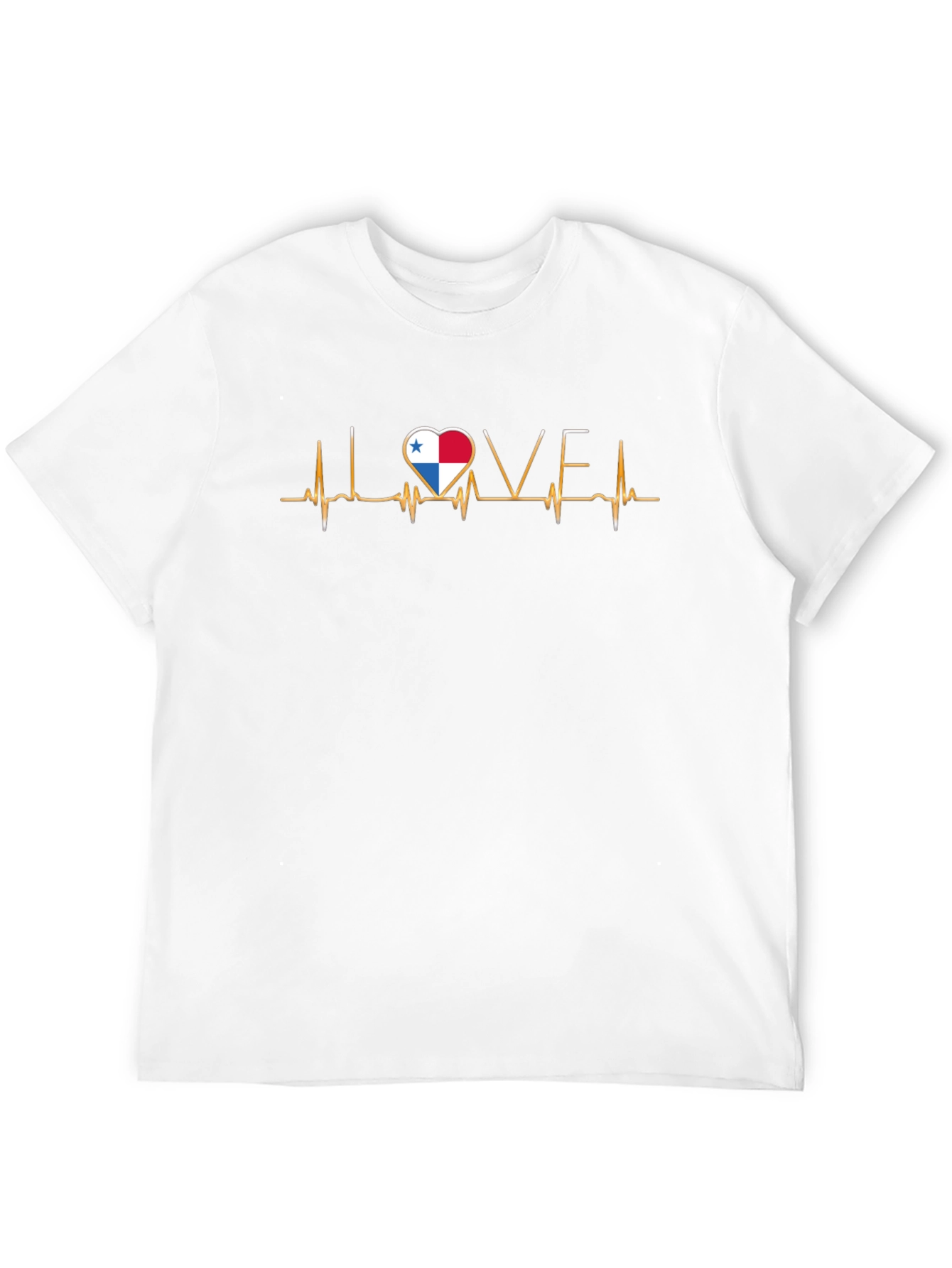 Black Panama Flag Heartbeat T-Shirt - I LOVE Panama view 12