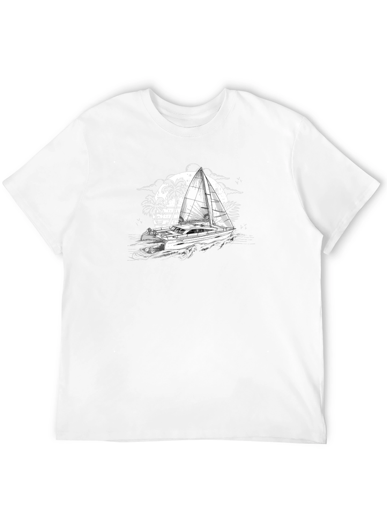 Black Black T-Shirt with Sailing Boat Graphic view 12