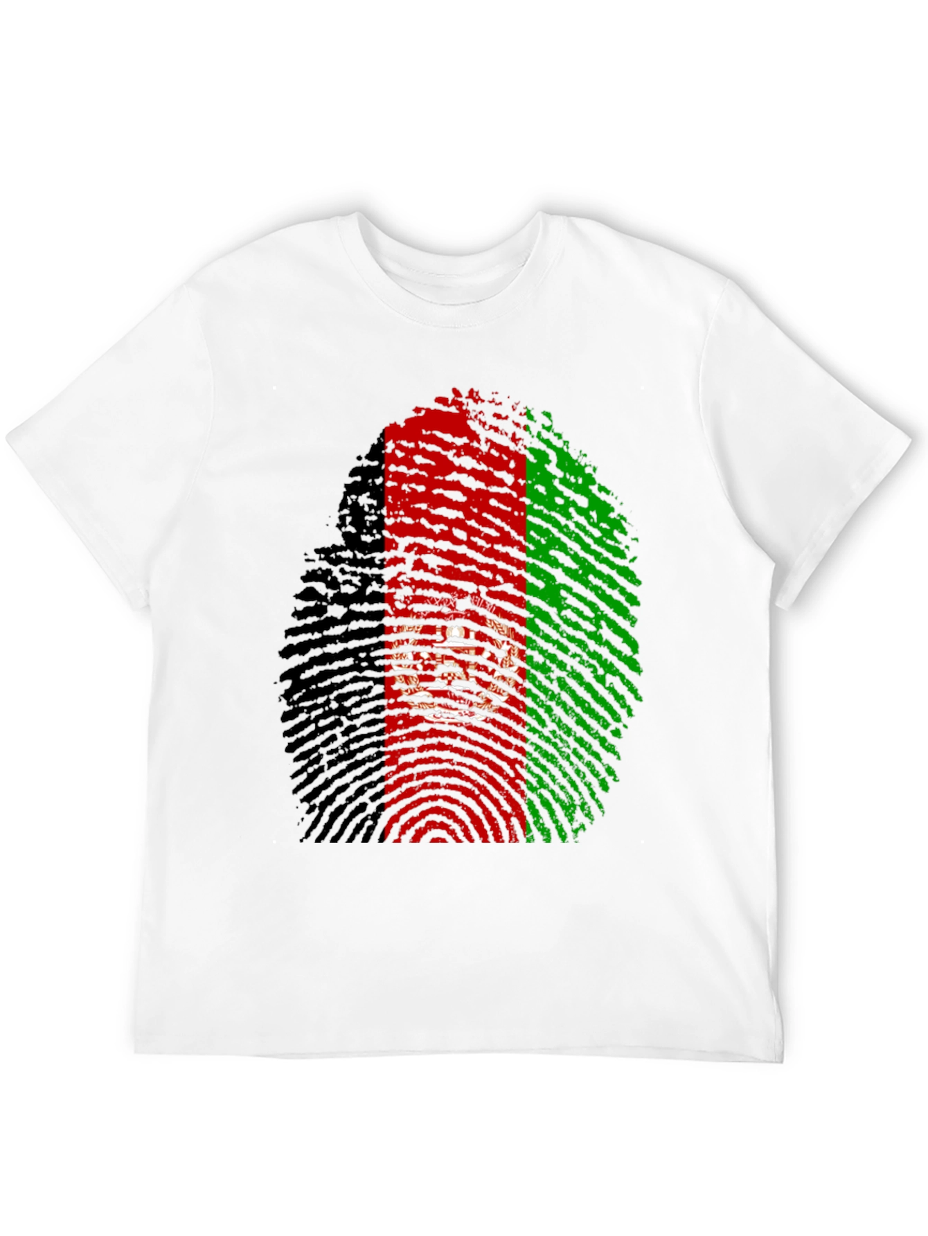 Black Afghanistan Flag Fingerprint T-Shirt view 12