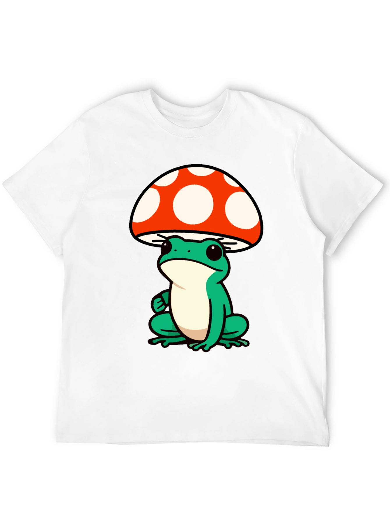Black Frog Mushroom Graphic Tee - Black Cotton T-Shirt view 12