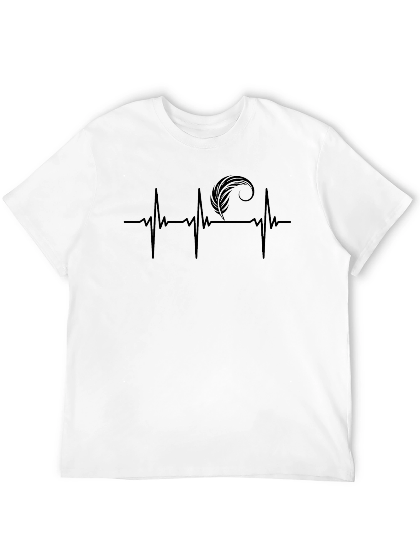 Black Heartbeat Feather Graphic Tee - Stylish Casual Wear view 12