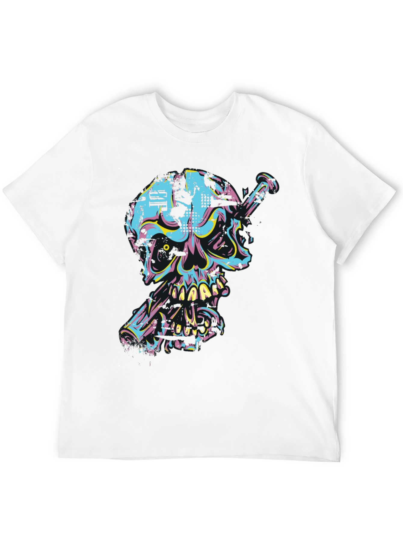 Black Edgy Skull & Nail Graphic Tee view 12