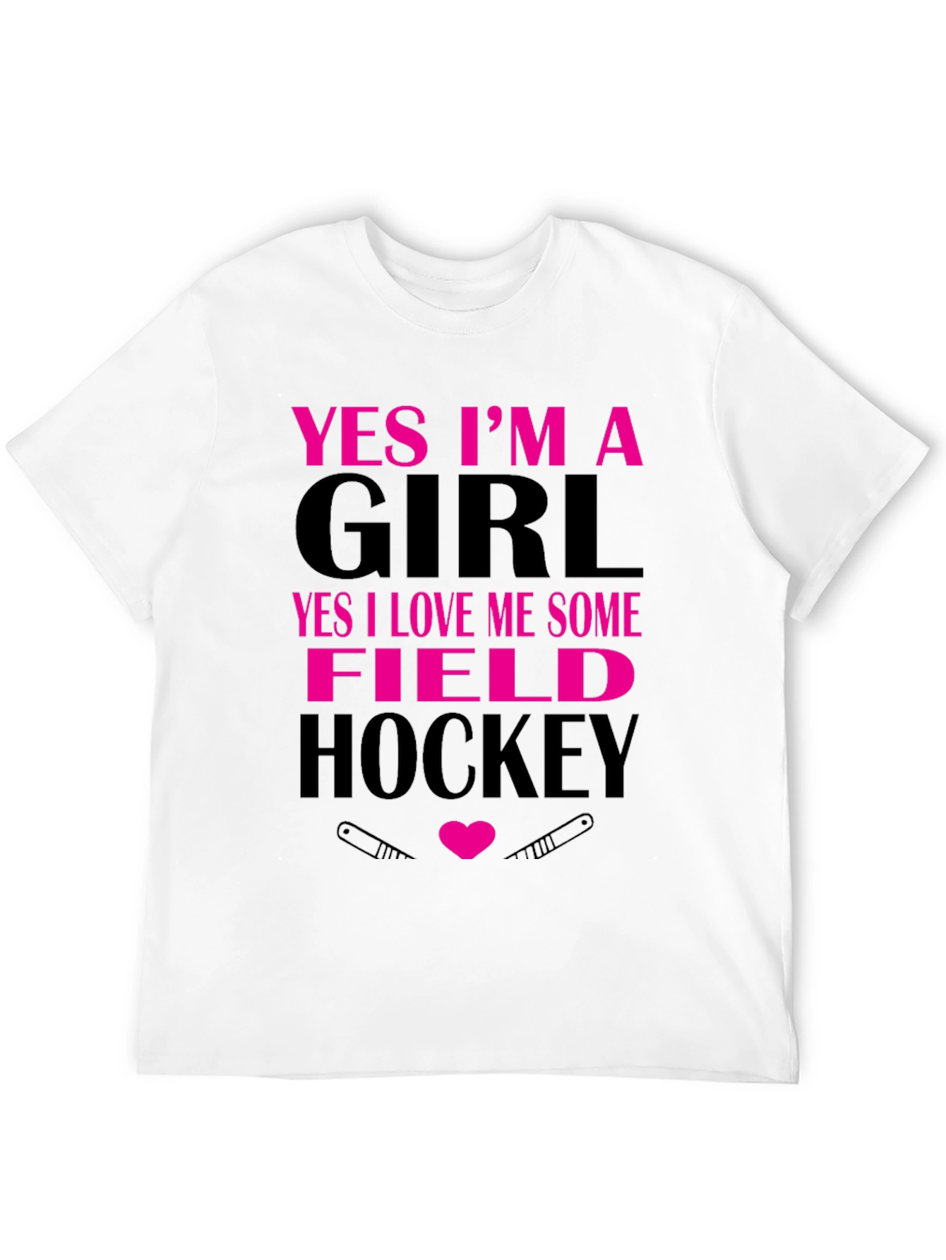 Black Yes I'm A Girl Field Hockey T-Shirt view 12