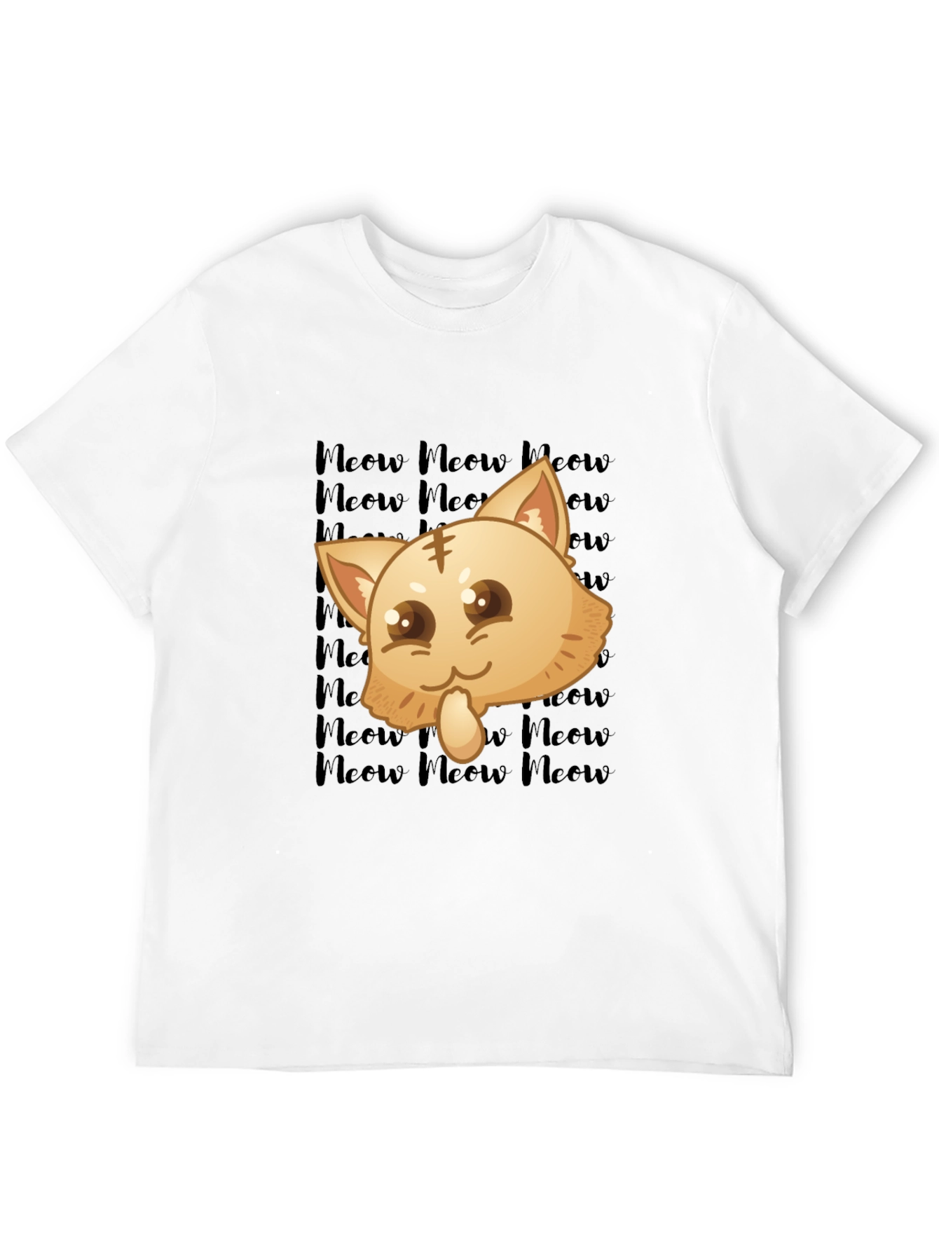 Black Kawaii Meow Cat T-Shirt view 12