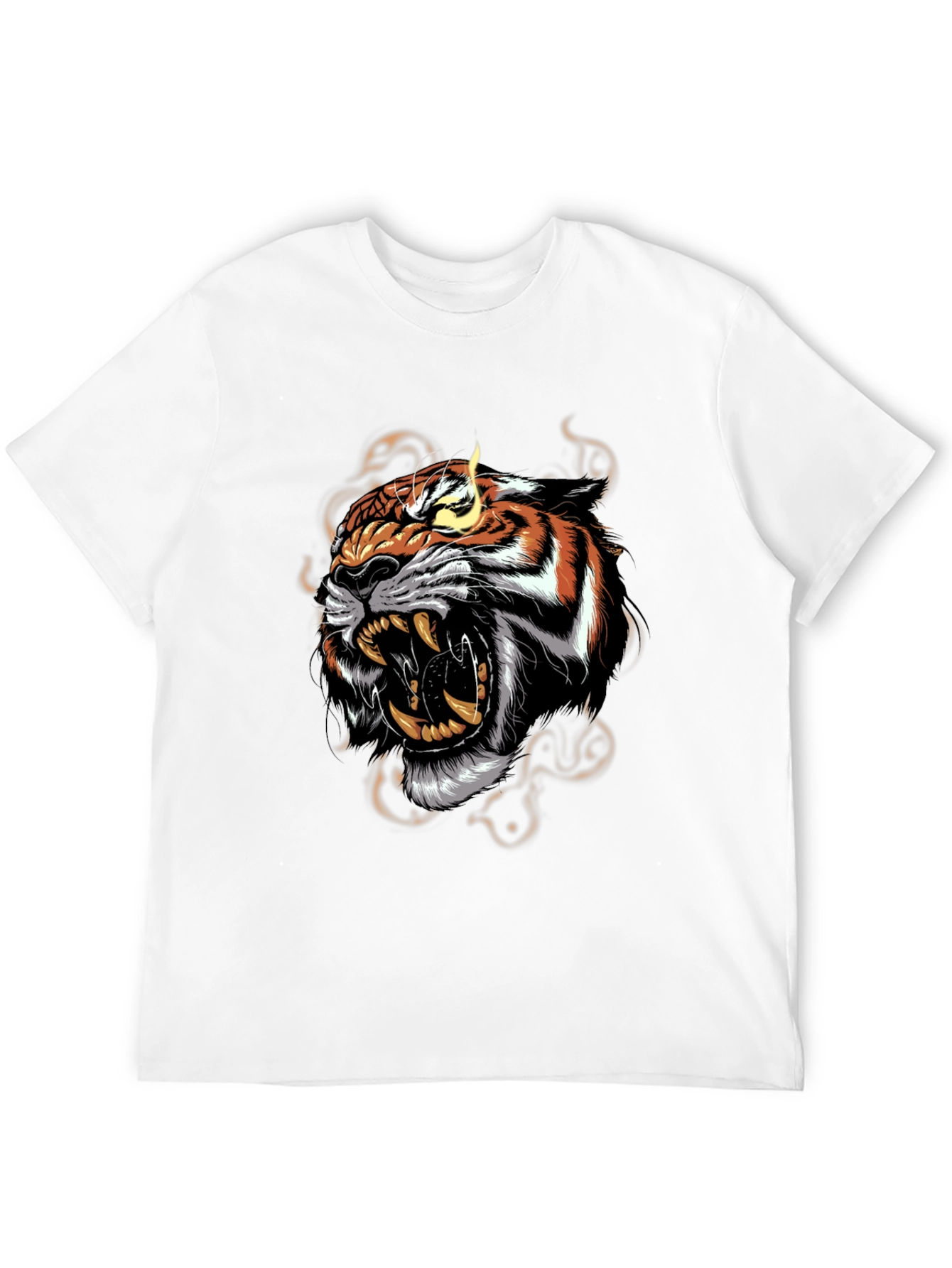 Black Men's Black T-Shirt with Roaring Tiger Graphic view 12