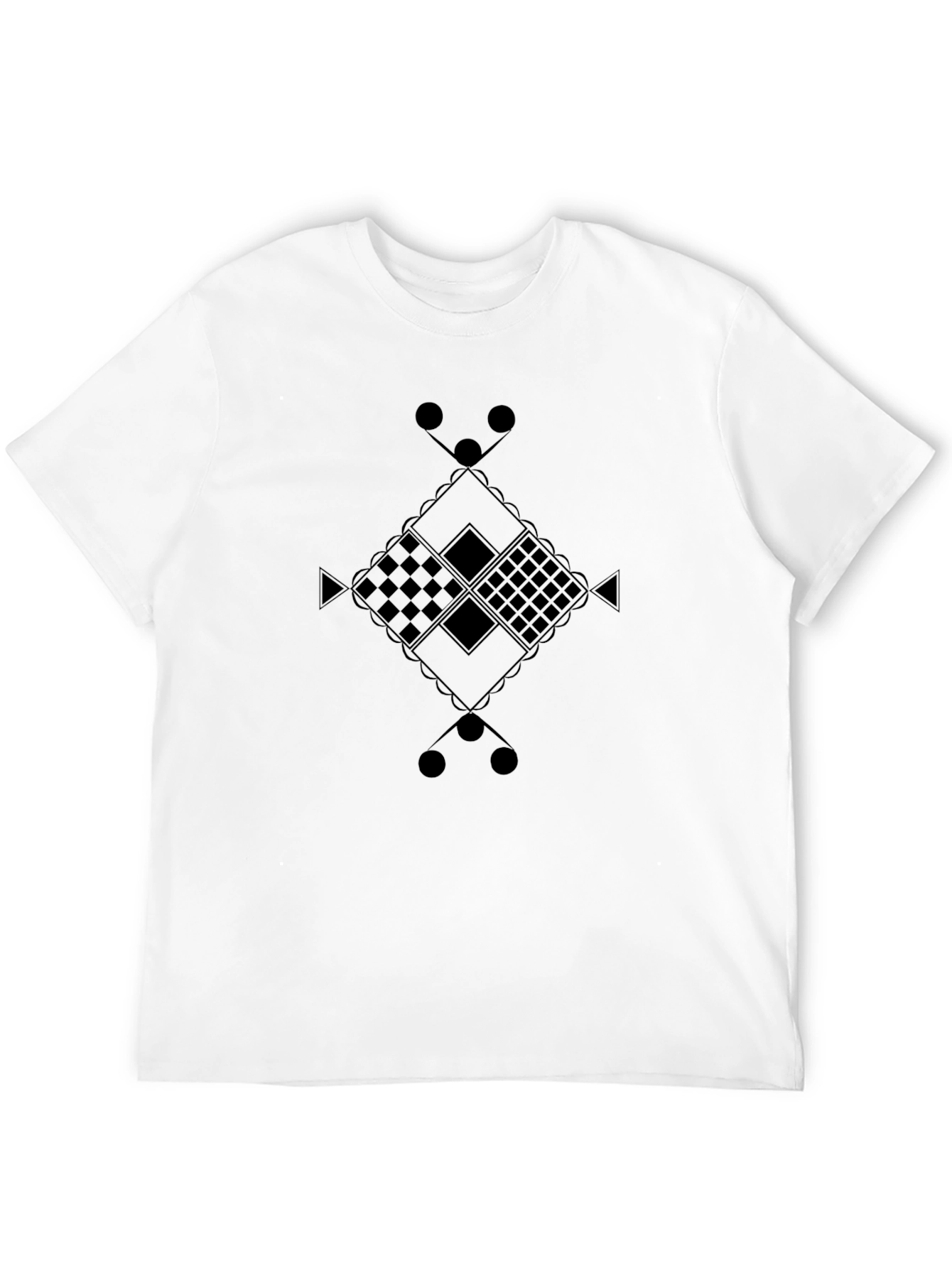 Black Abstract Geometric Design Black T-Shirt view 12