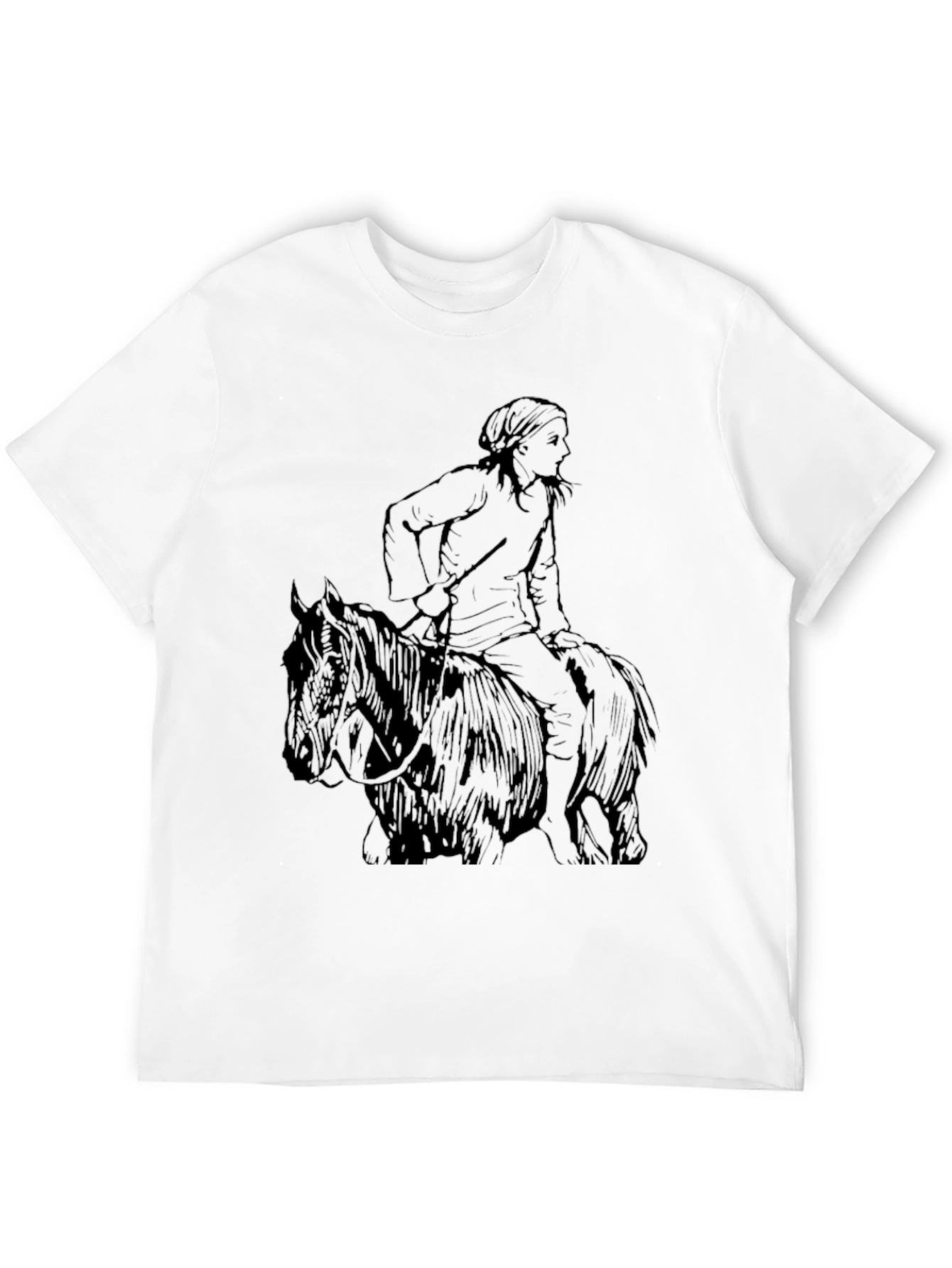 Black T-Shirt with Equestrian Graphic Tee - 12