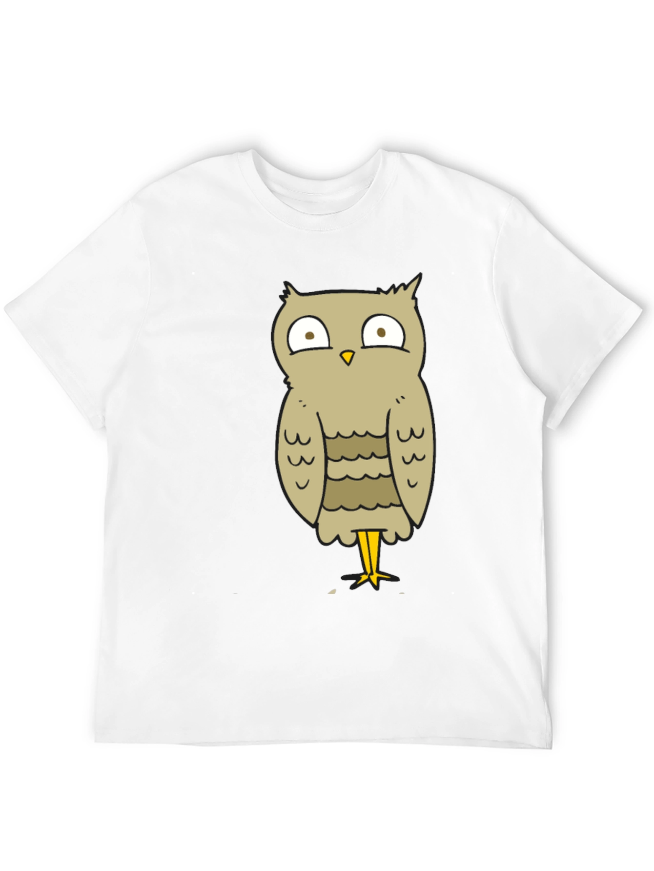 Black Funny Owl Cartoon T-Shirt - Unisex Black Tee view 12