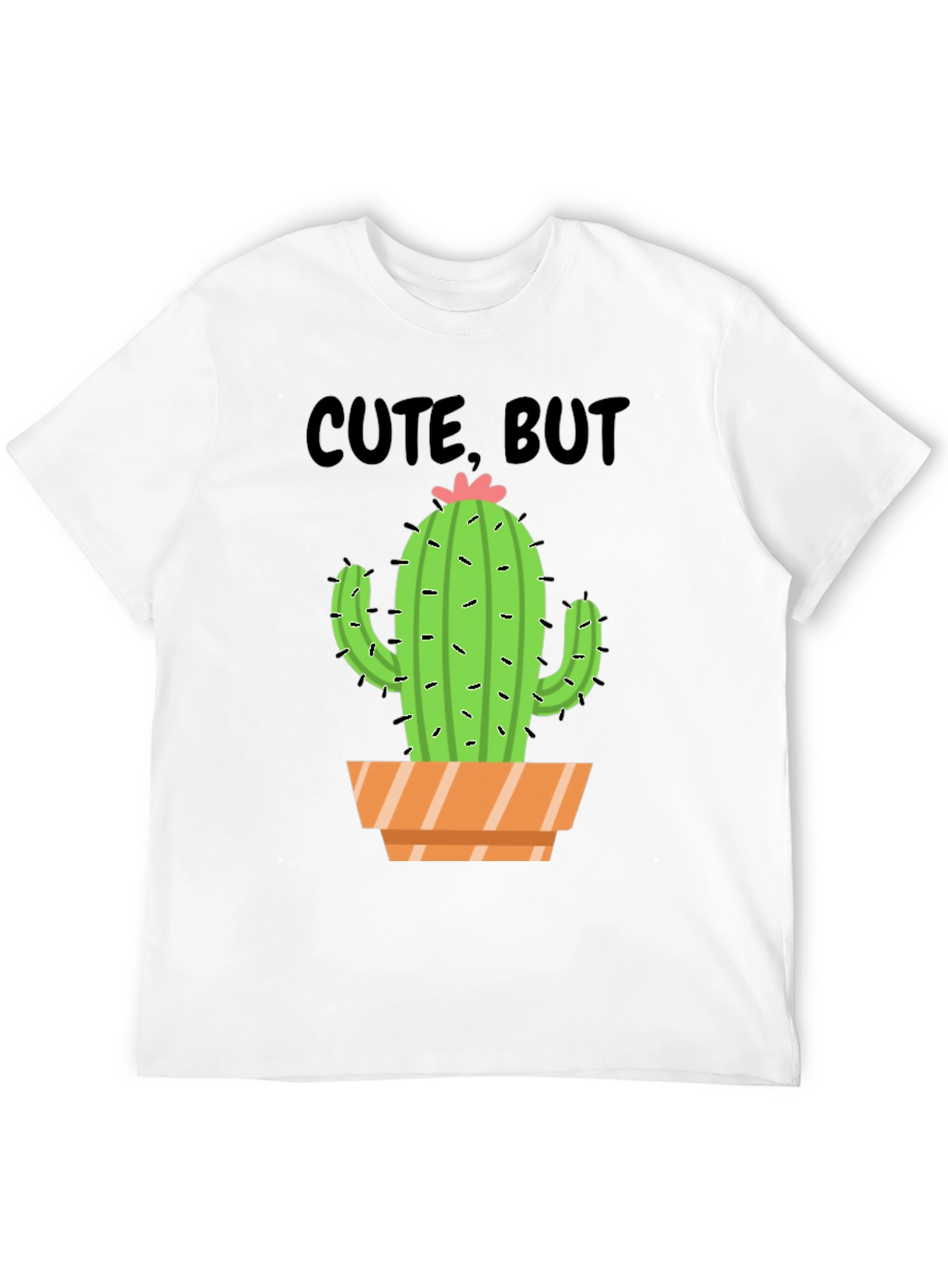 Black Cute But Prickly Cactus Graphic Tee - Unisex Cotton T-Shirt view 12