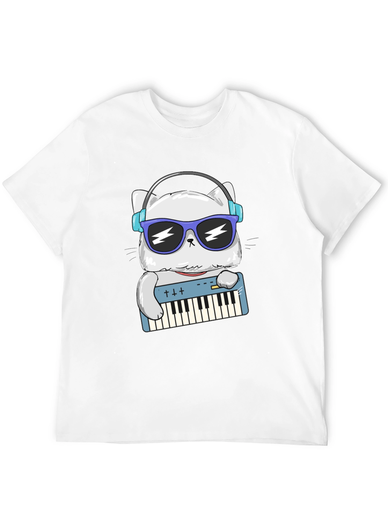 Black Cool Cat Musician Graphic T-Shirt view 12
