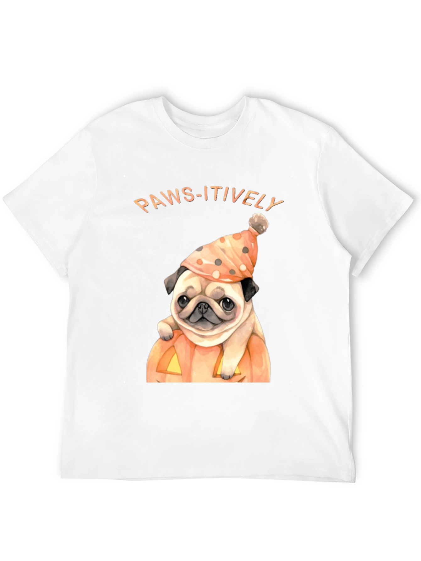 Black Paws-itively Halloween Pug T-Shirt view 12