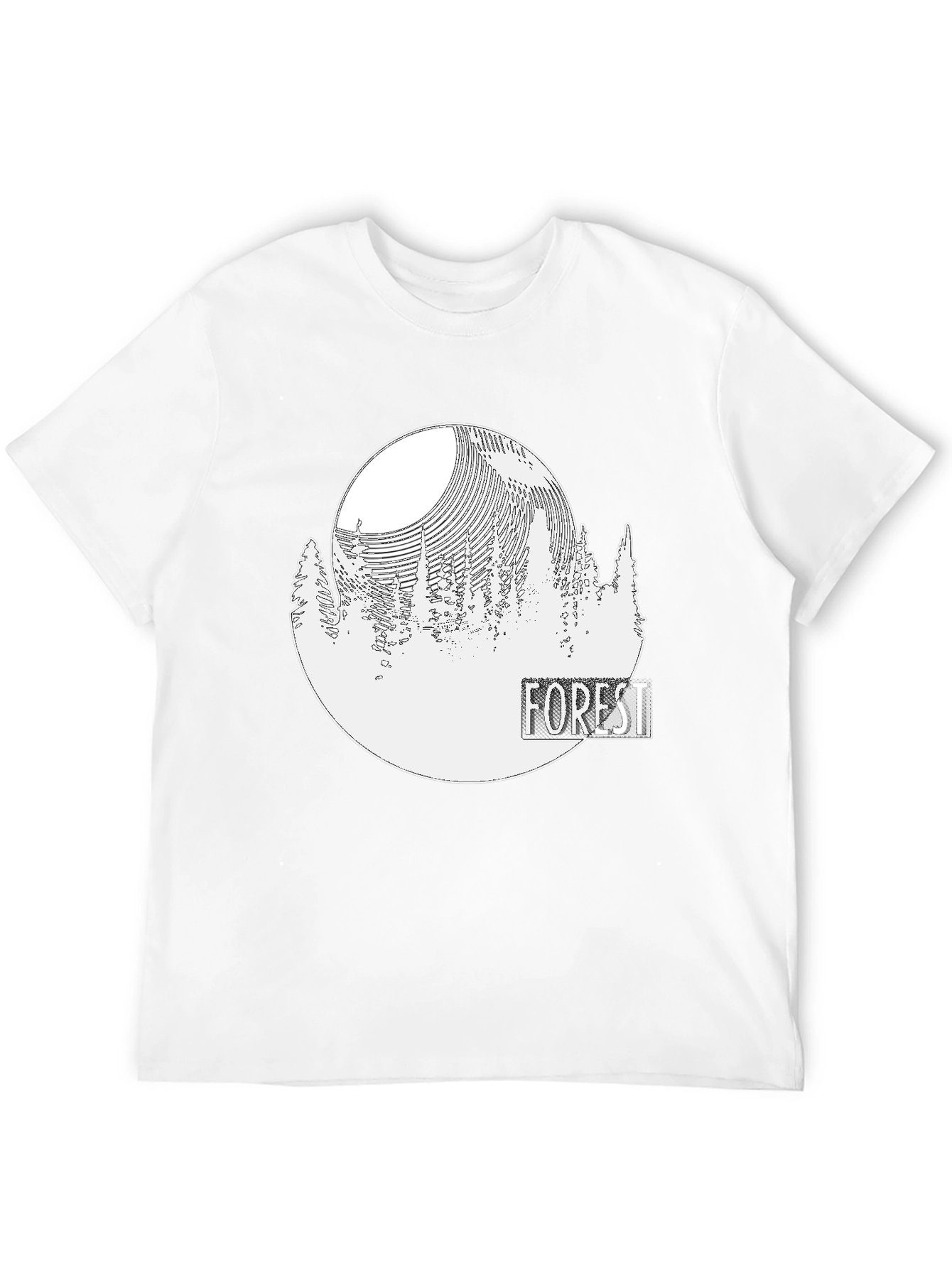 Black Men's Forest Graphic Print Crew Neck T-Shirt view 12