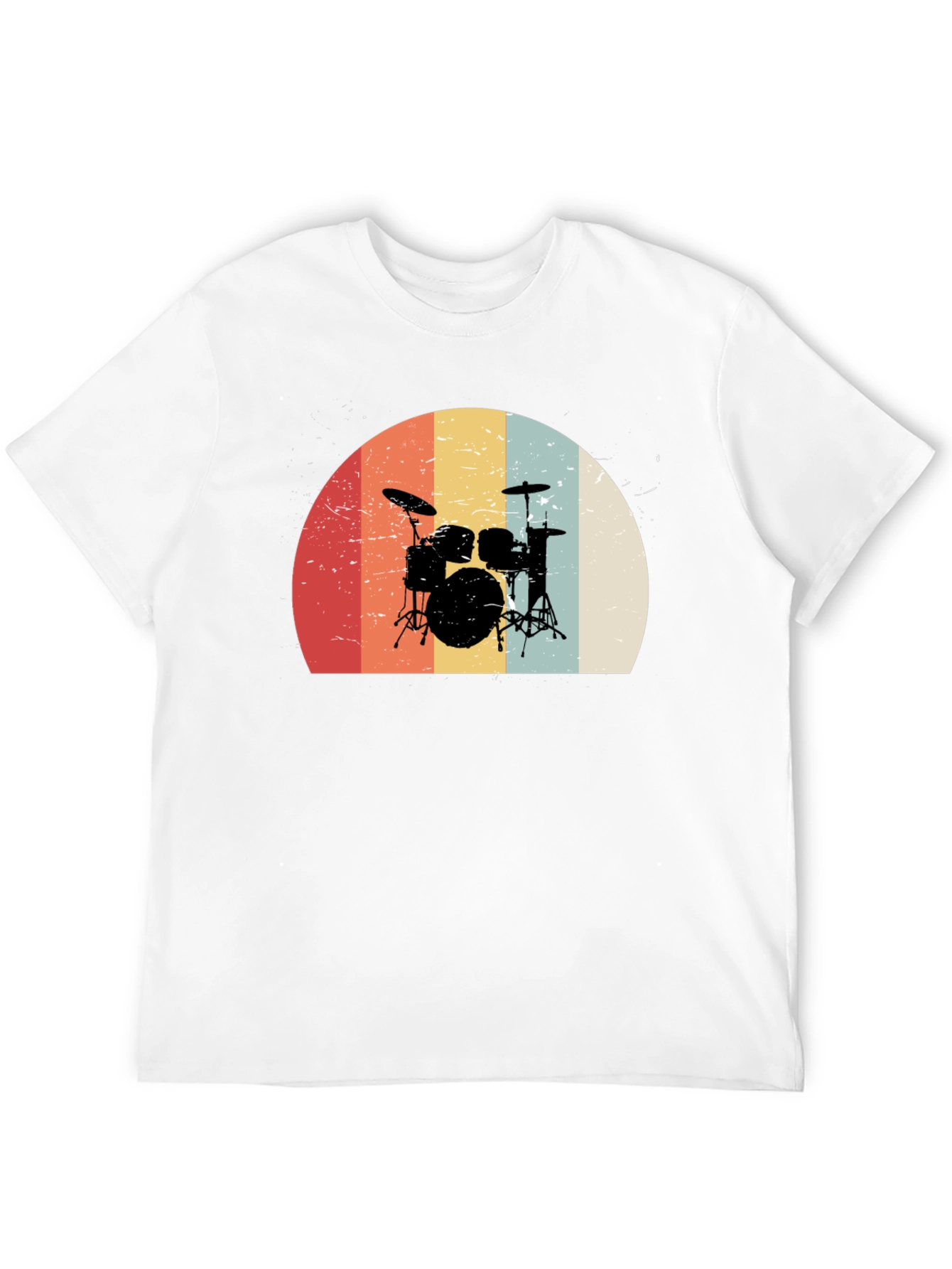 Black Retro Drum Set Graphic Tee - Black view 12