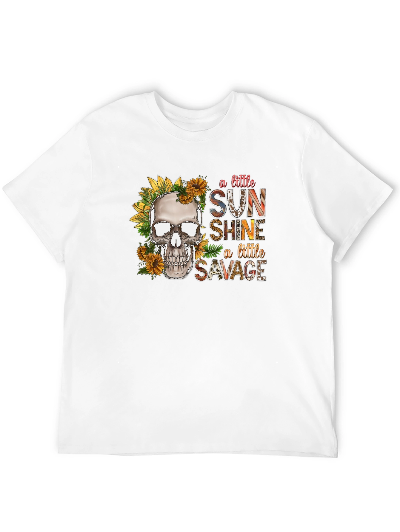Black Skull Sunflower Graphic Tee: A Little Sunshine, A Little Savage view 12