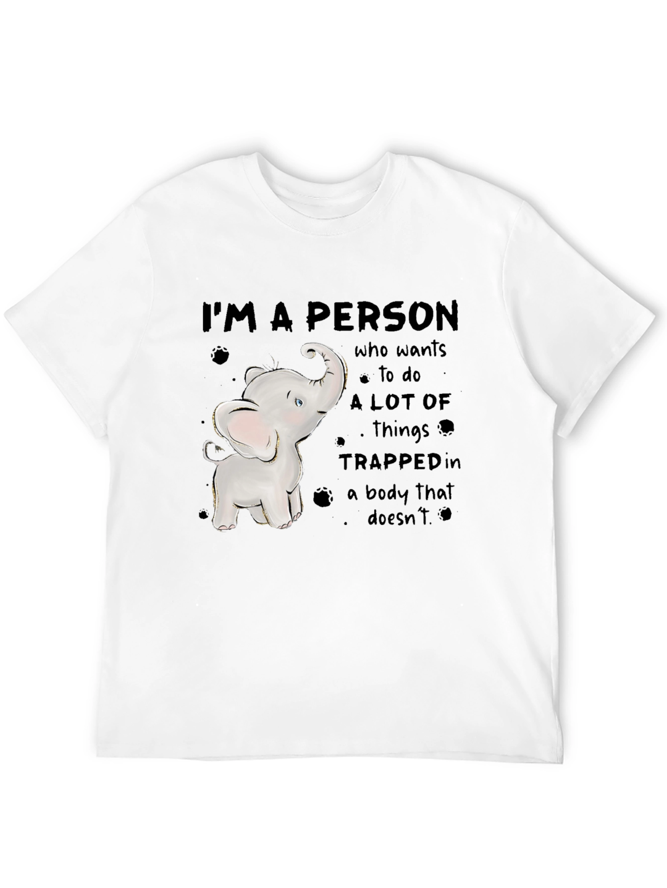 Black Elephant Person T-Shirt - Trapped in Body Design view 12