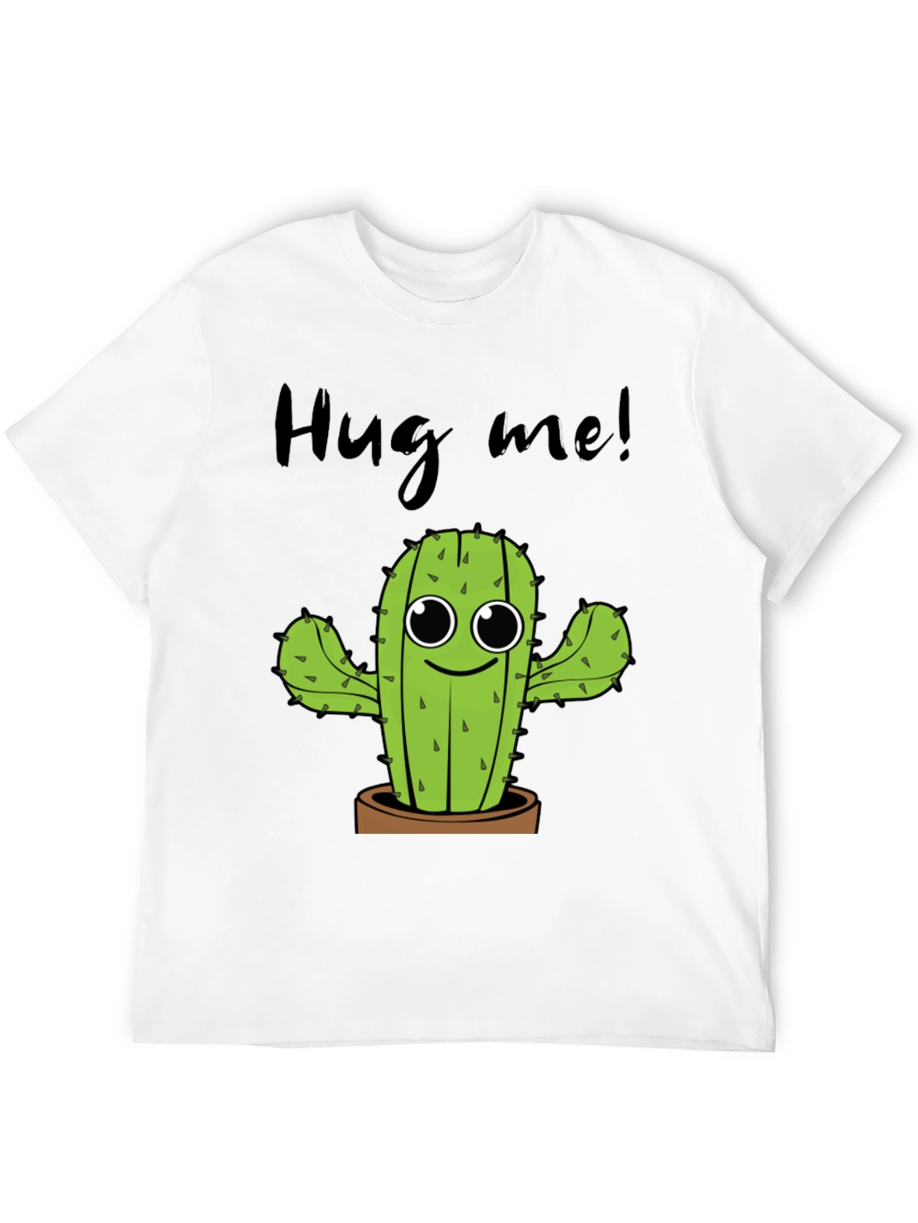 Black Hug Me Cactus Graphic Tee - Unisex Cotton T-Shirt view 12