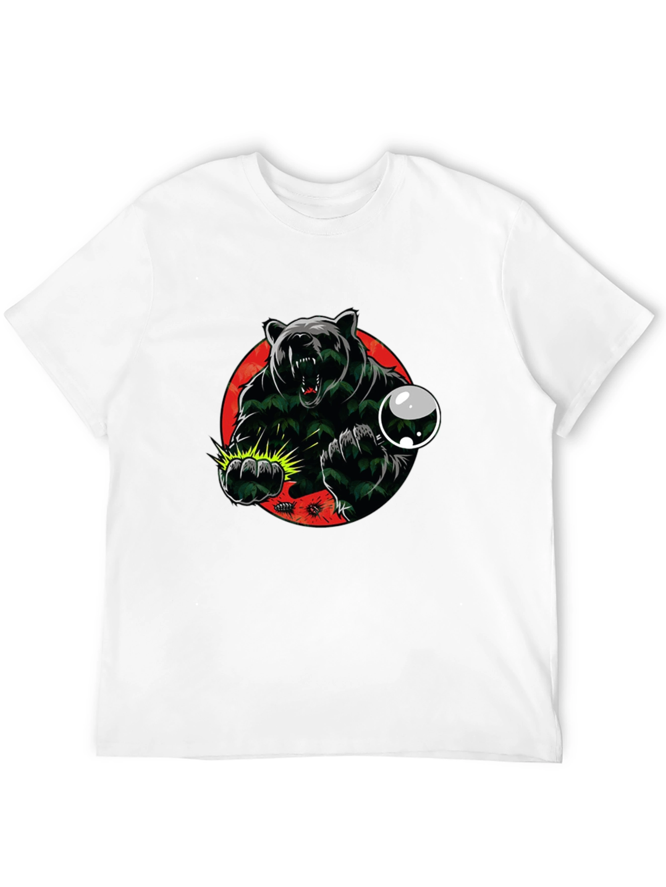 Black Men's Graphic Tee - Bear Attack Design view 12