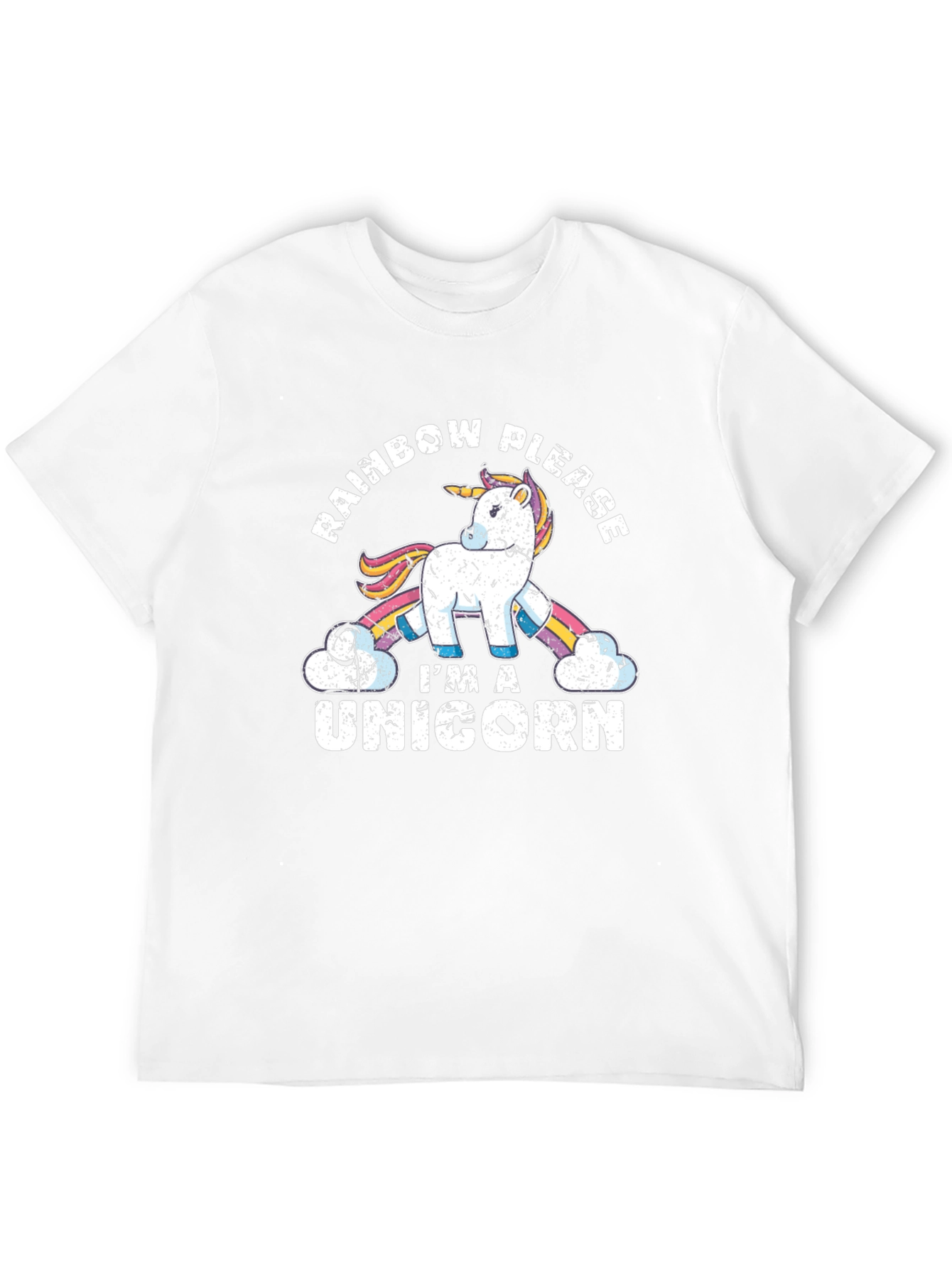 Black Rainbow Please I'm a Unicorn Men's Graphic Tee view 12