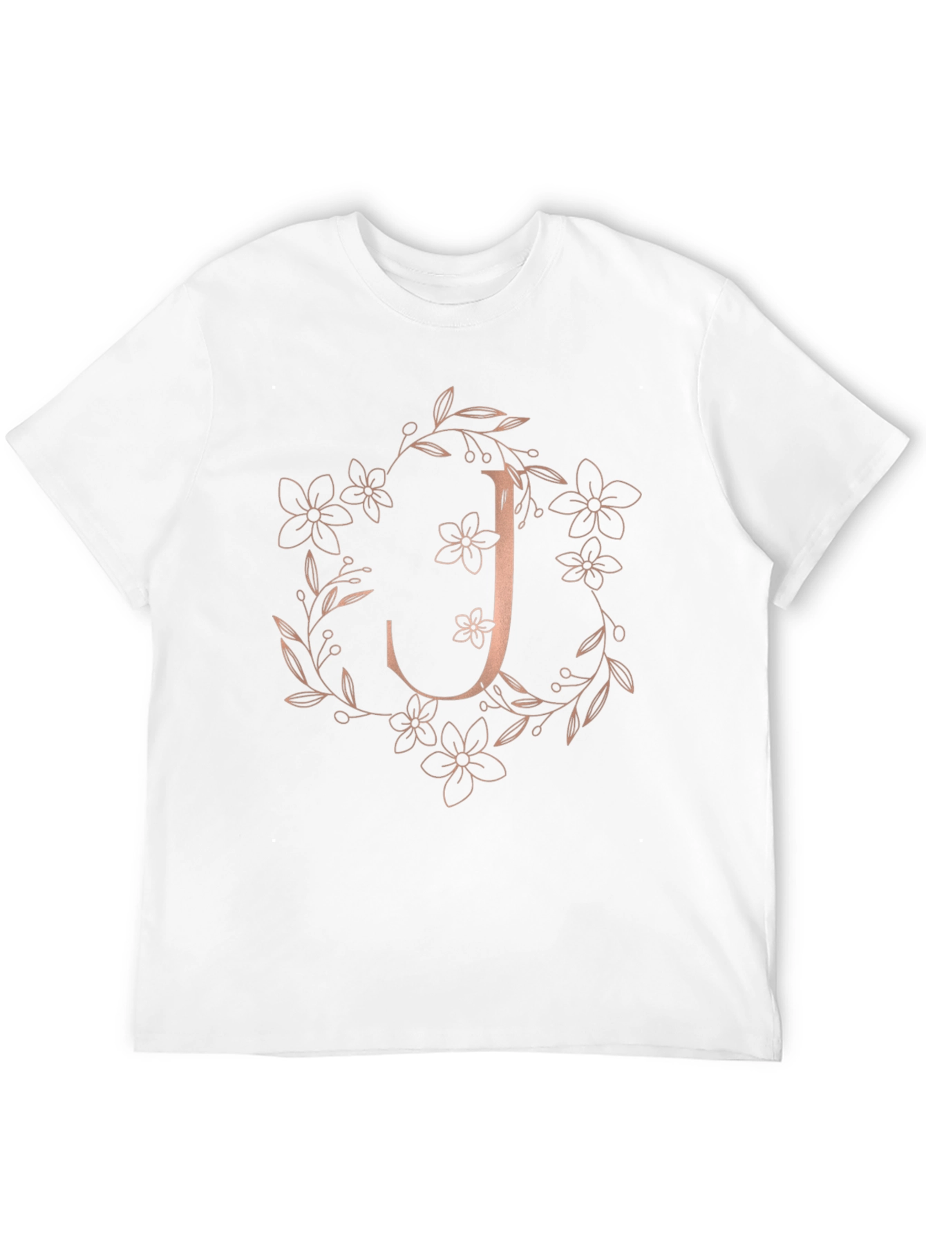 Black Floral J Initial Black T-Shirt view 12