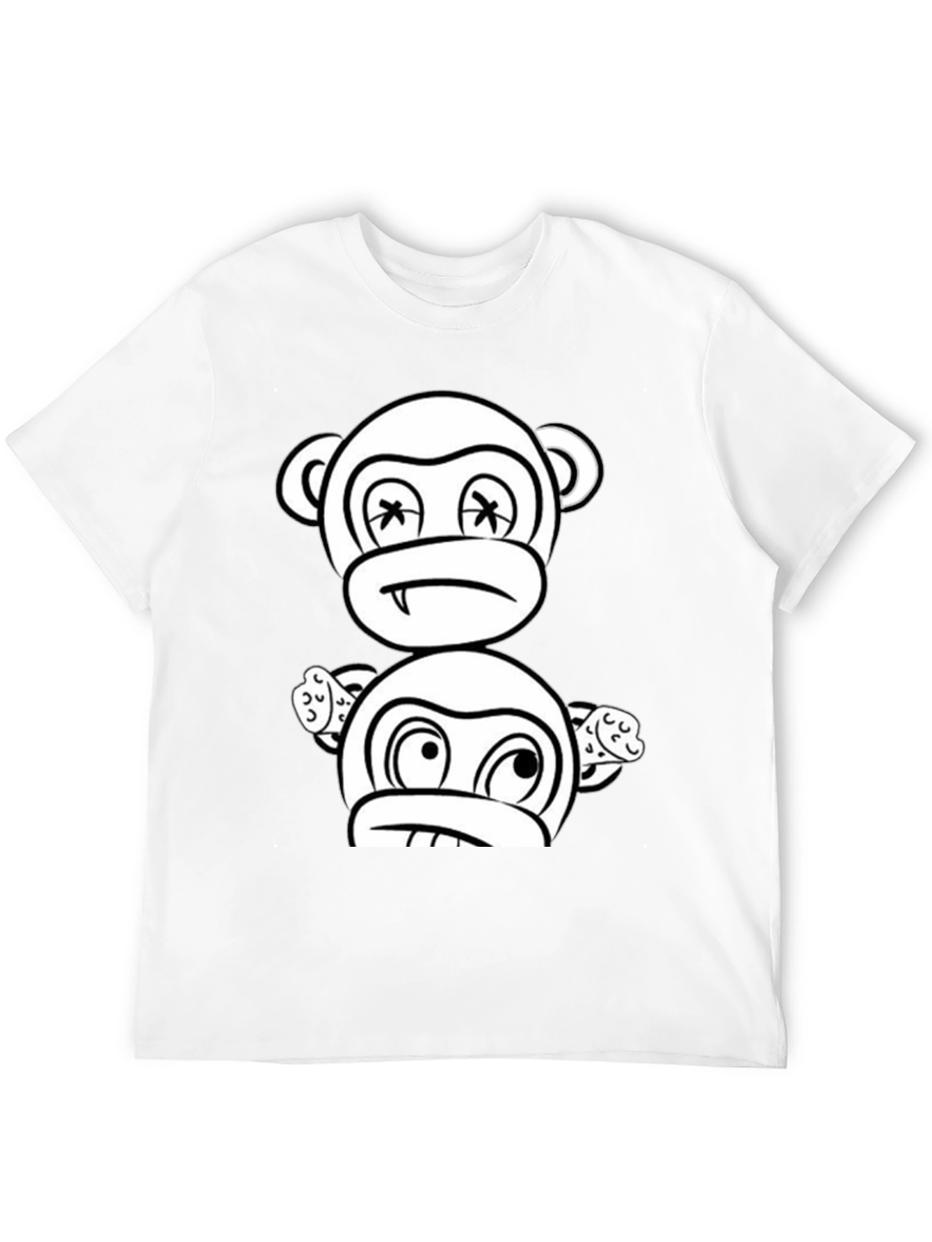 Black Cartoon Monkey Graphic Black T-Shirt view 12
