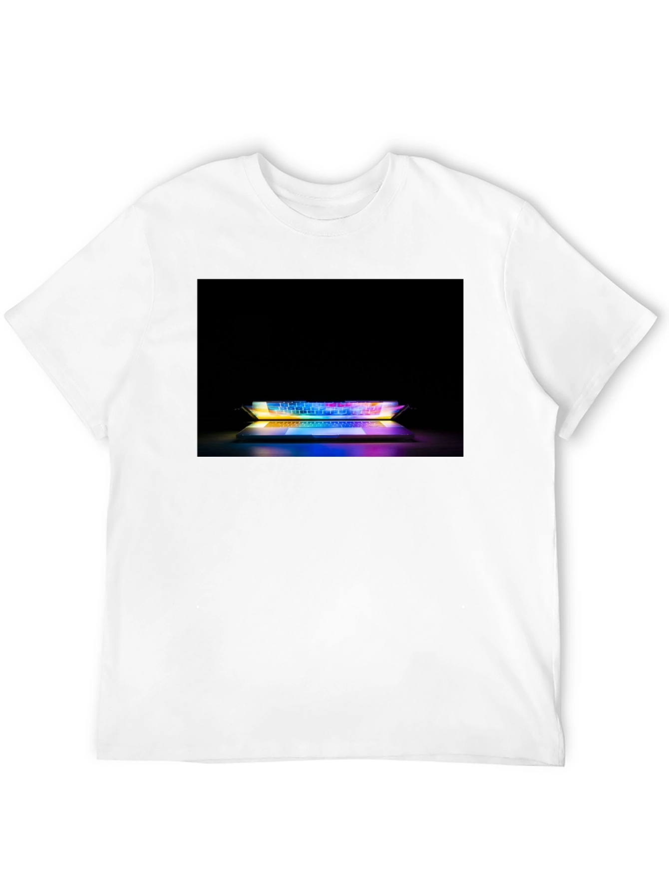 Black Gaming Keyboard T-Shirt - Light Up Laptop Design view 12