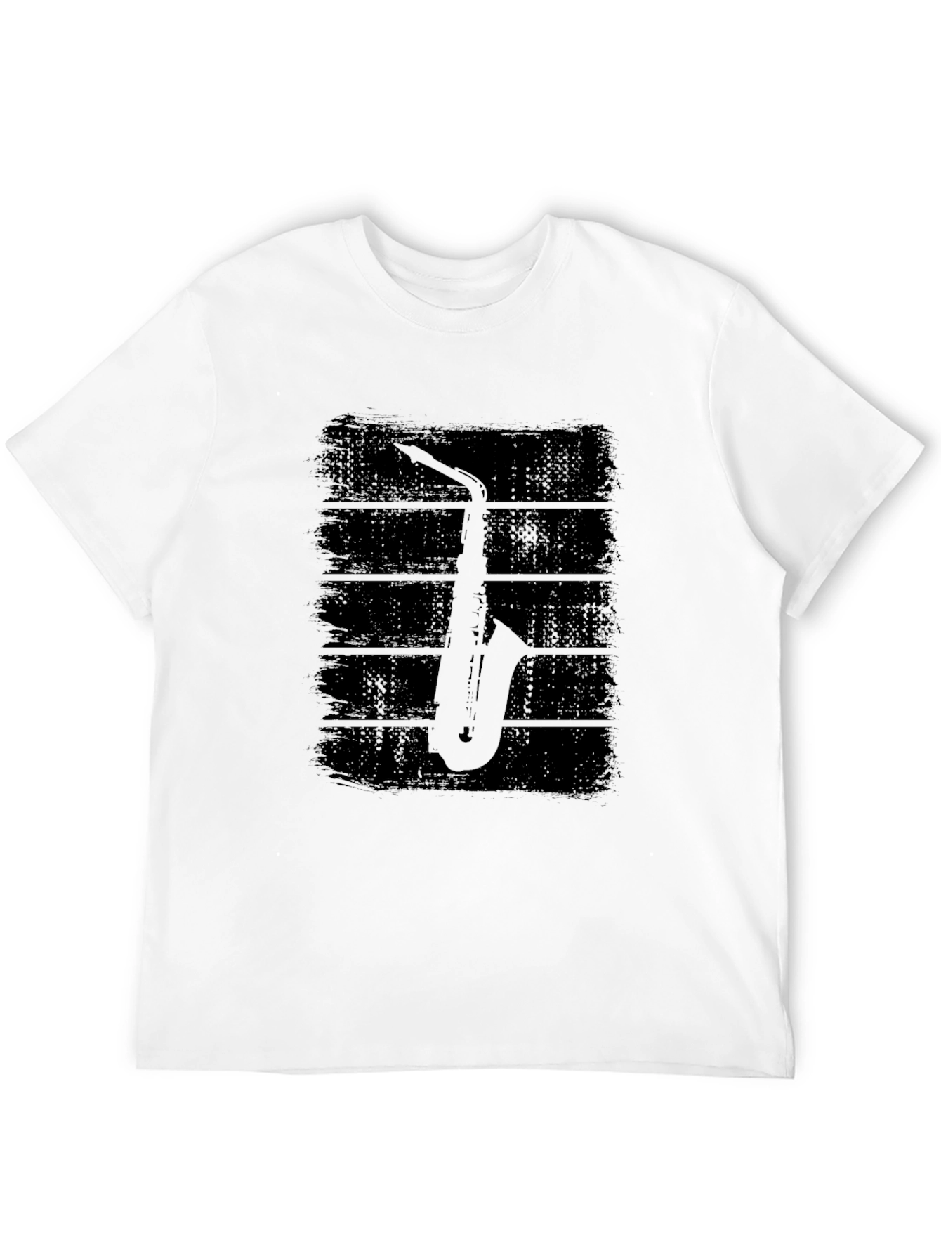 Black Saxophone Graphic Print Black T-Shirt view 12