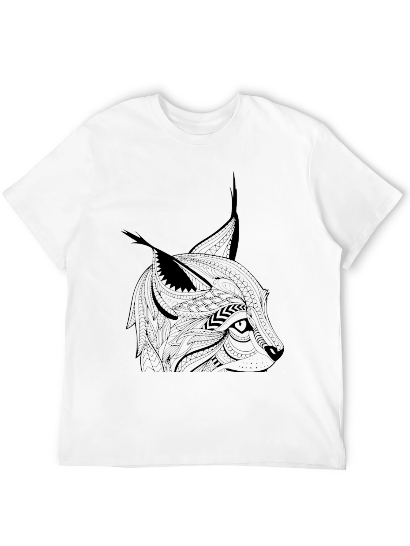 Black Tribal Lynx Graphic T-Shirt - Men's Black Tee view 12