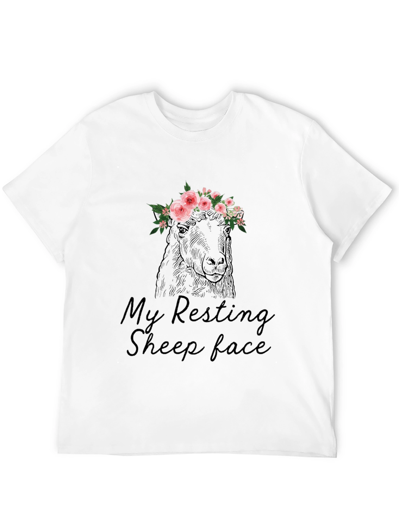 Black Resting Sheep Face Graphic T-Shirt - Black Cotton Tee view 12