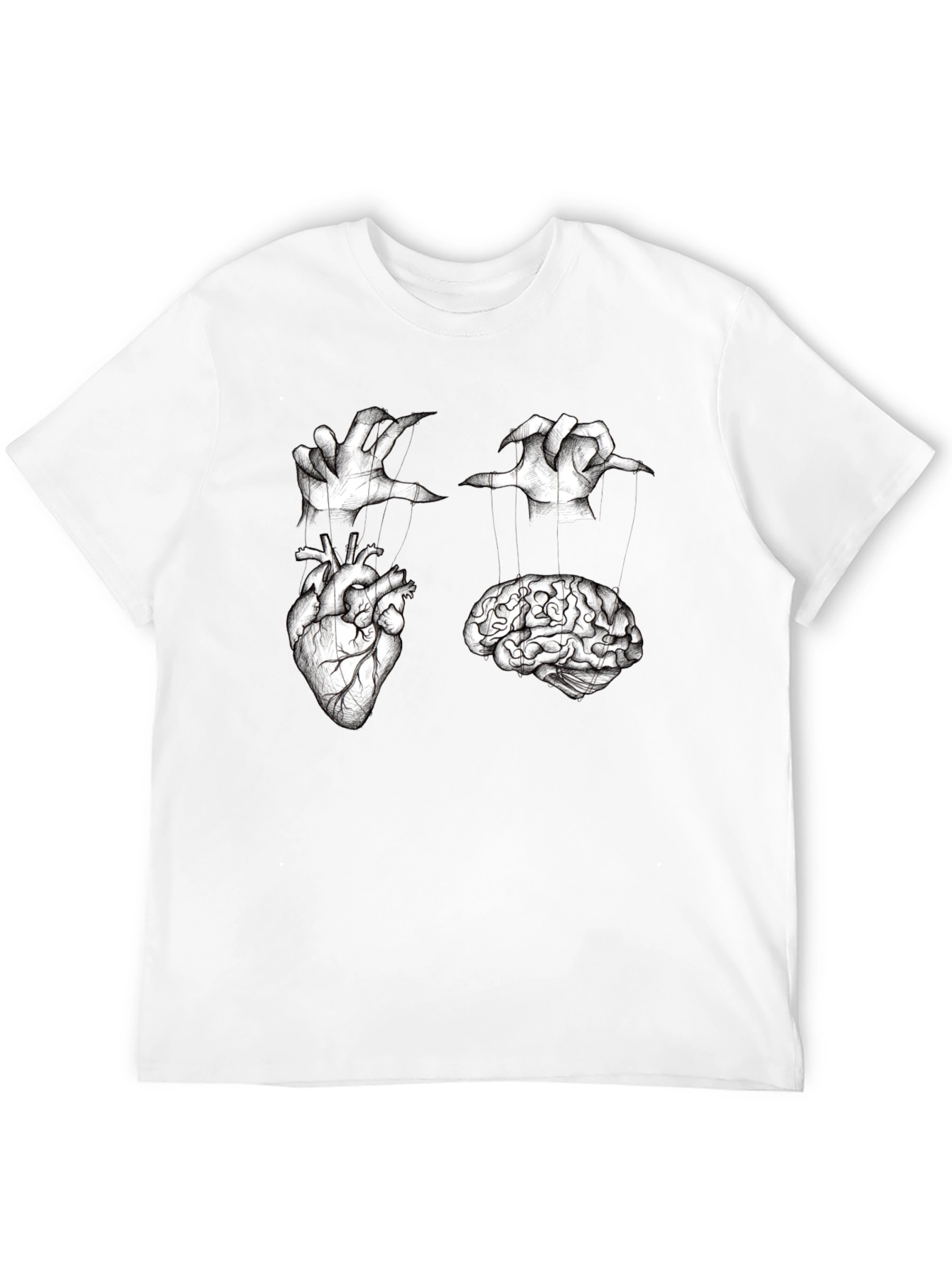Black Brain & Heart Marionette T-Shirt view 12