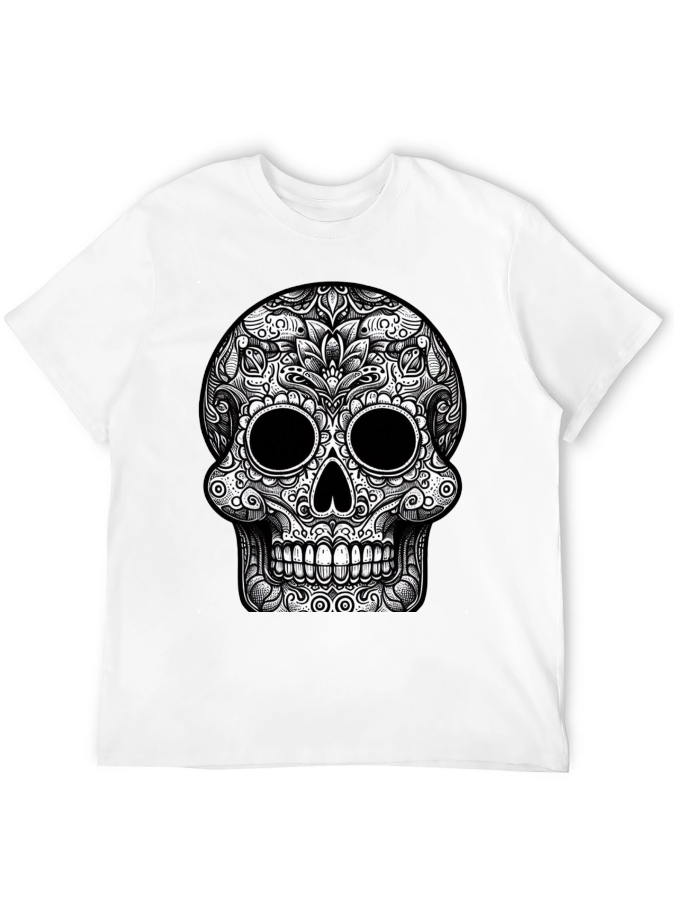 Black Skull Graphic Tee - Black Cotton T-Shirt view 12