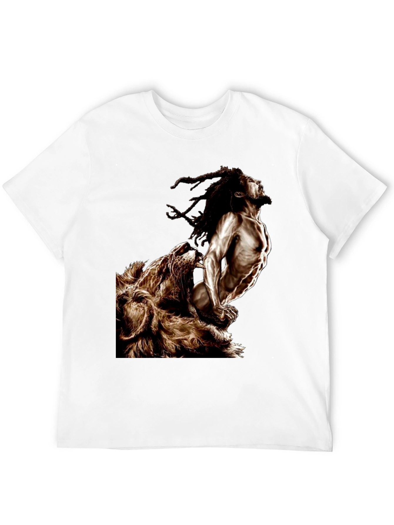 Black Lion & Rasta Graphic T-Shirt - Men's Black Tee view 12
