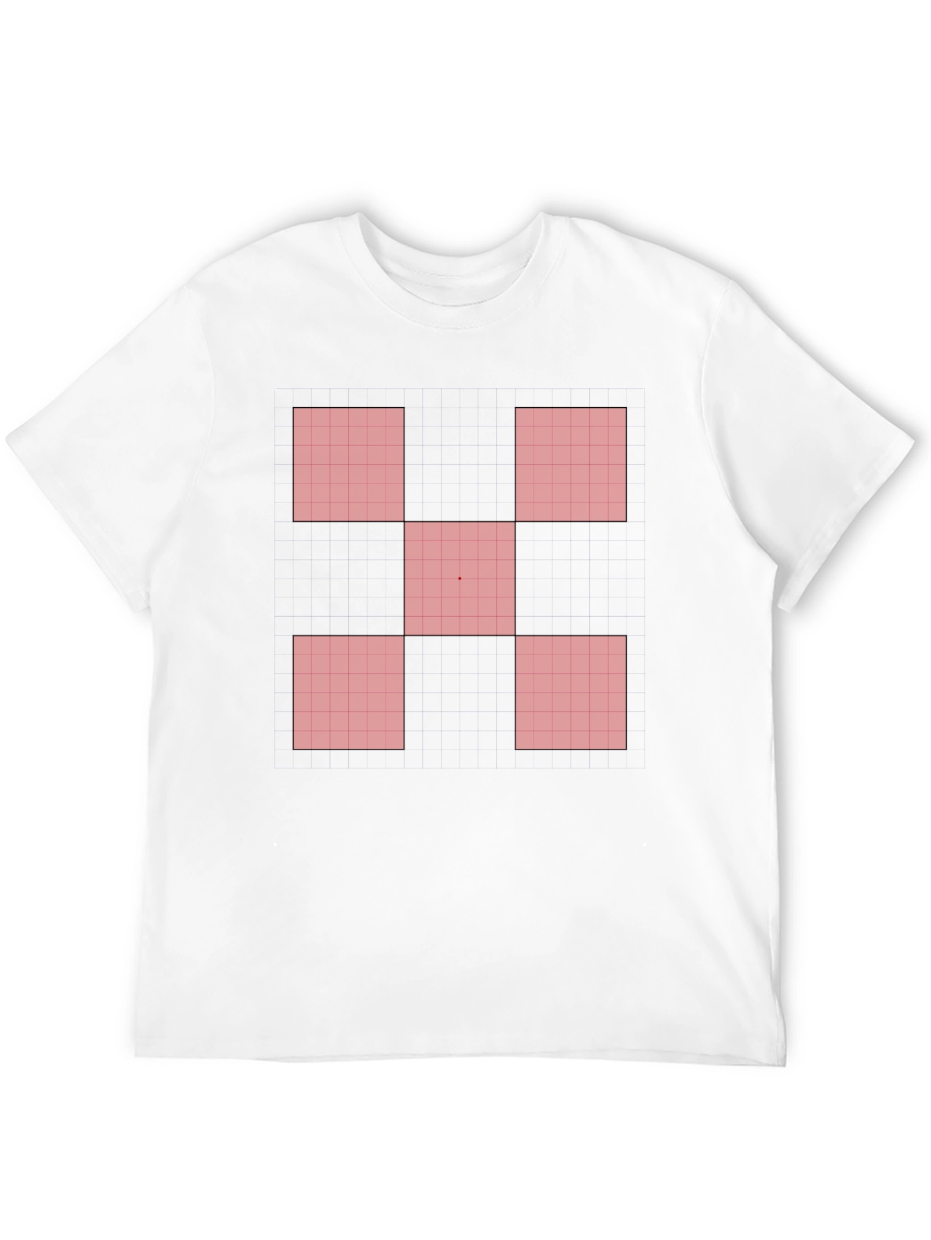 Black Geometric Red Square Pattern Black T-Shirt view 12