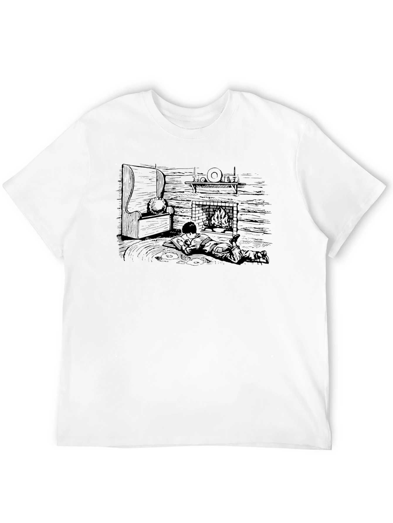 Black Cozy Cabin Scene Graphic T-Shirt view 12