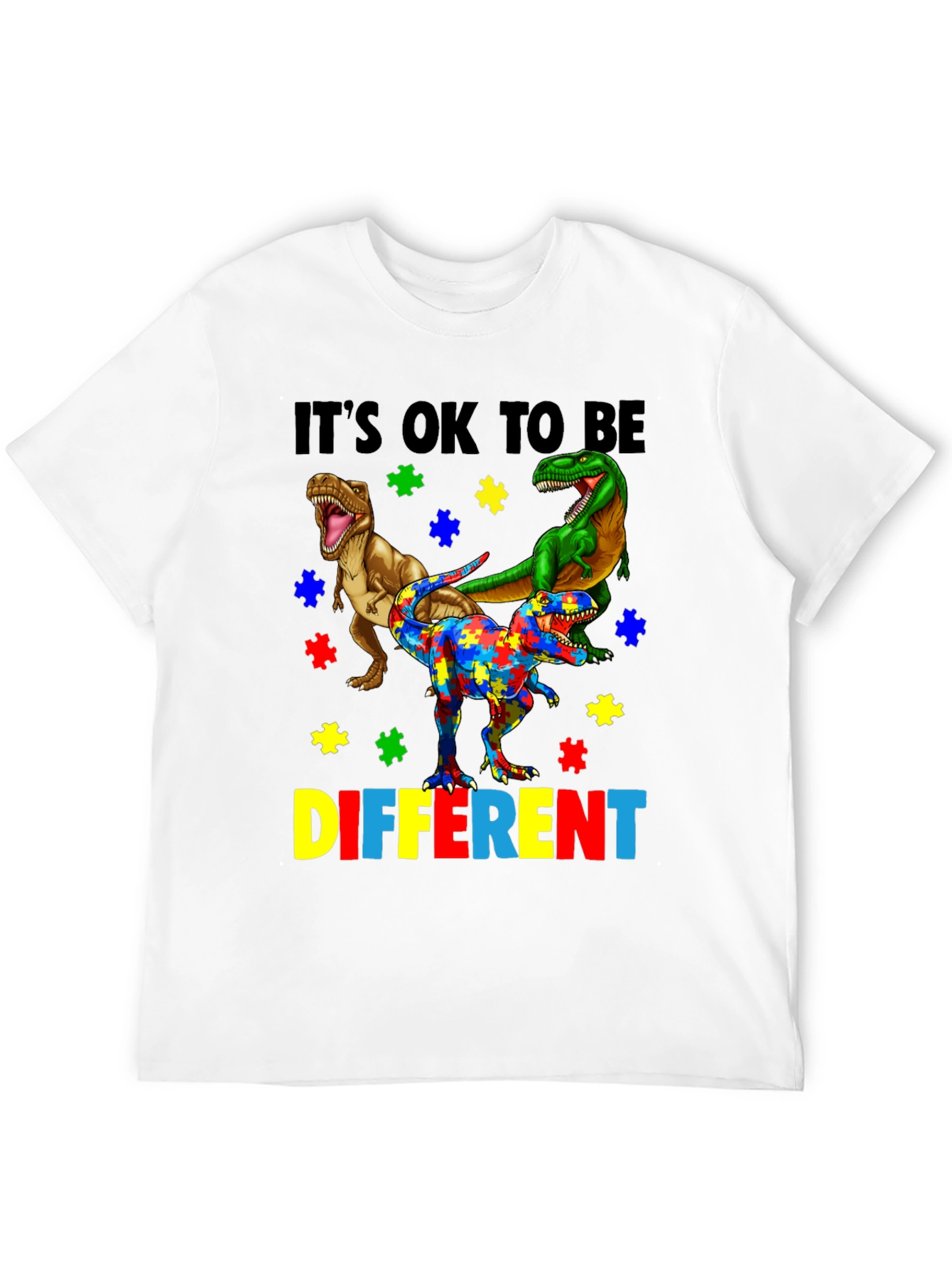 Black It's OK To Be Different Autism Awareness T-Shirt view 12