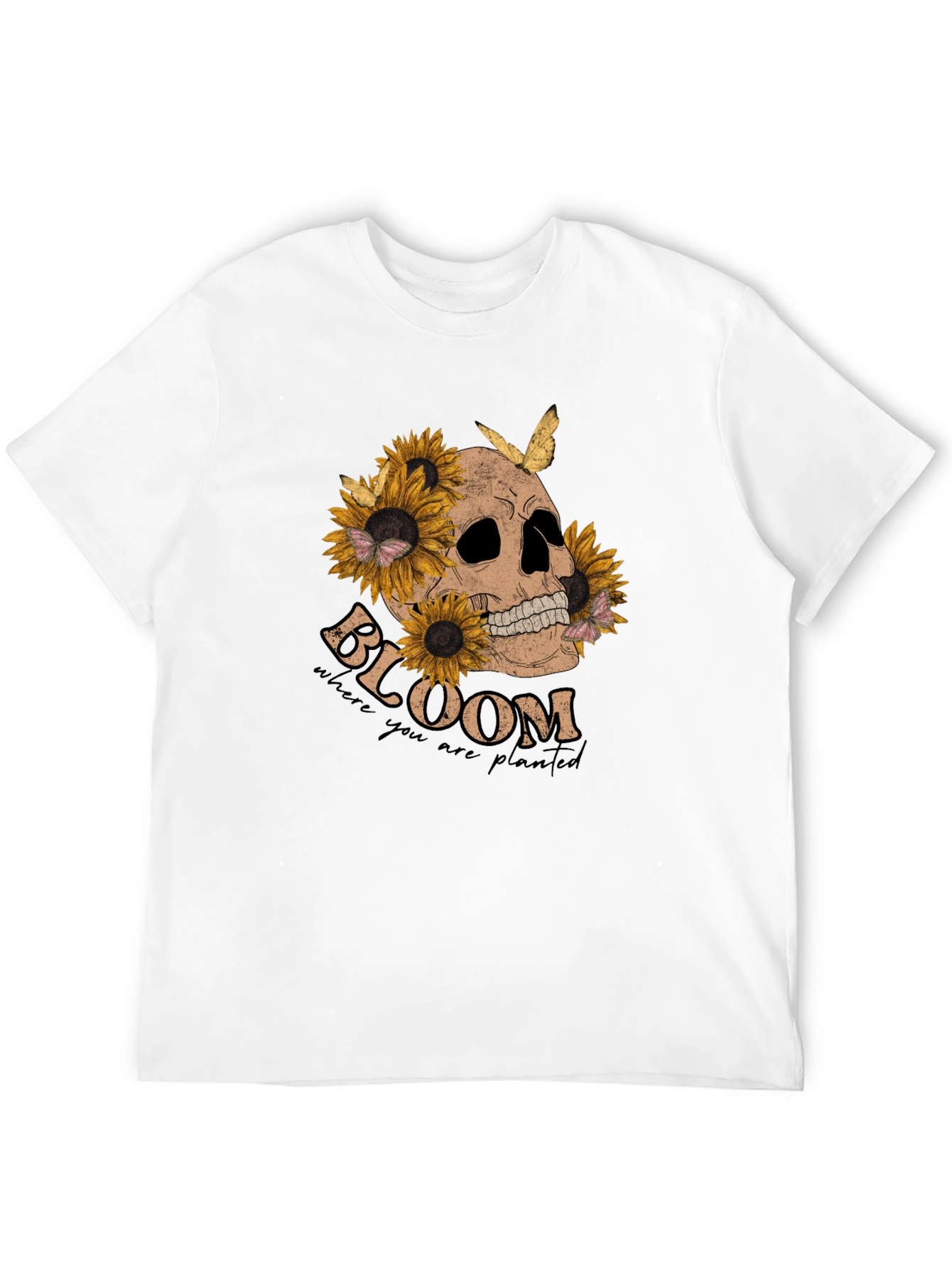 Black Skull & Sunflower Graphic T-Shirt view 12