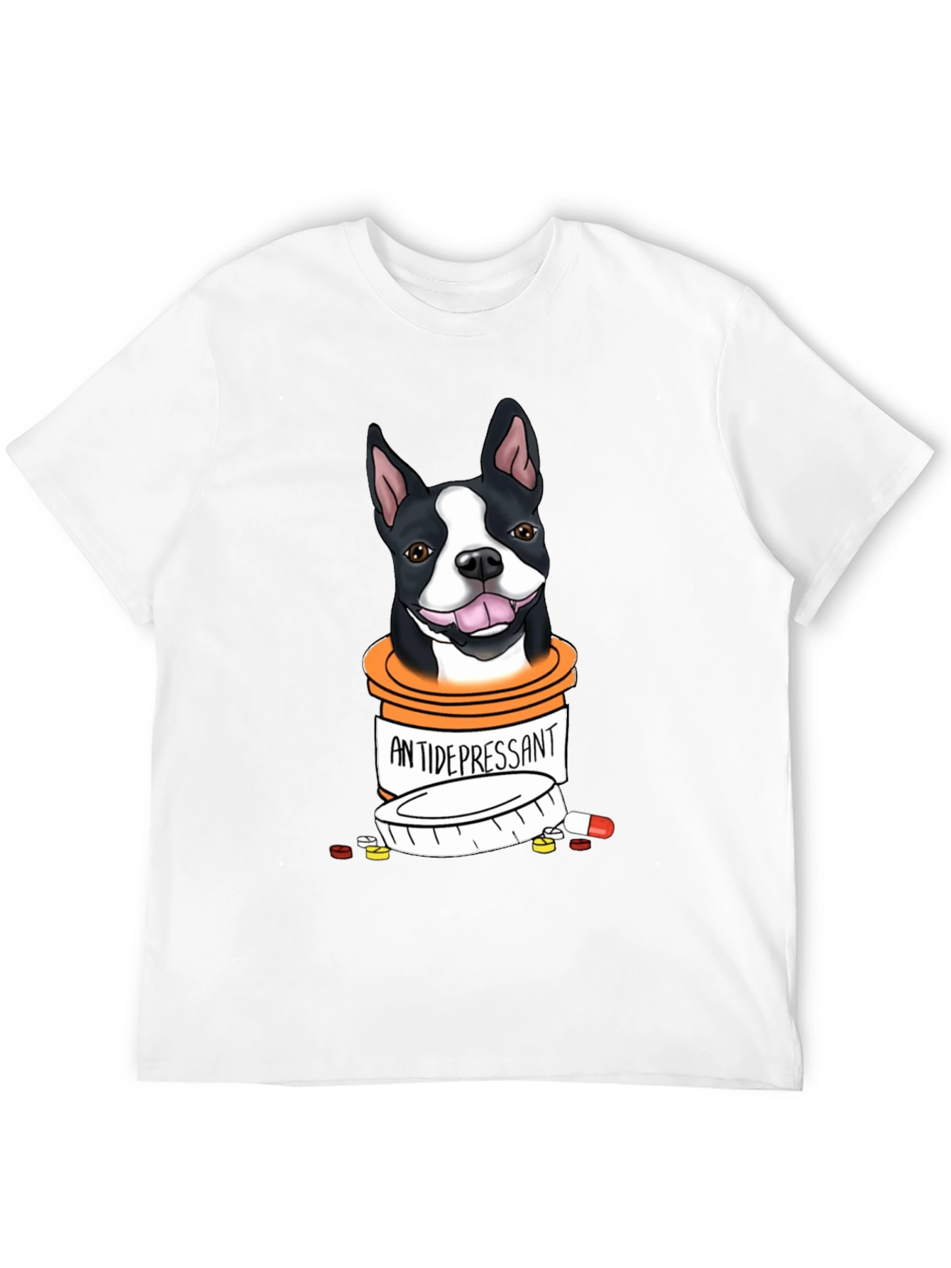 Black Dog Antidepressant T-Shirt - Cute Boston Terrier Graphic Tee view 12