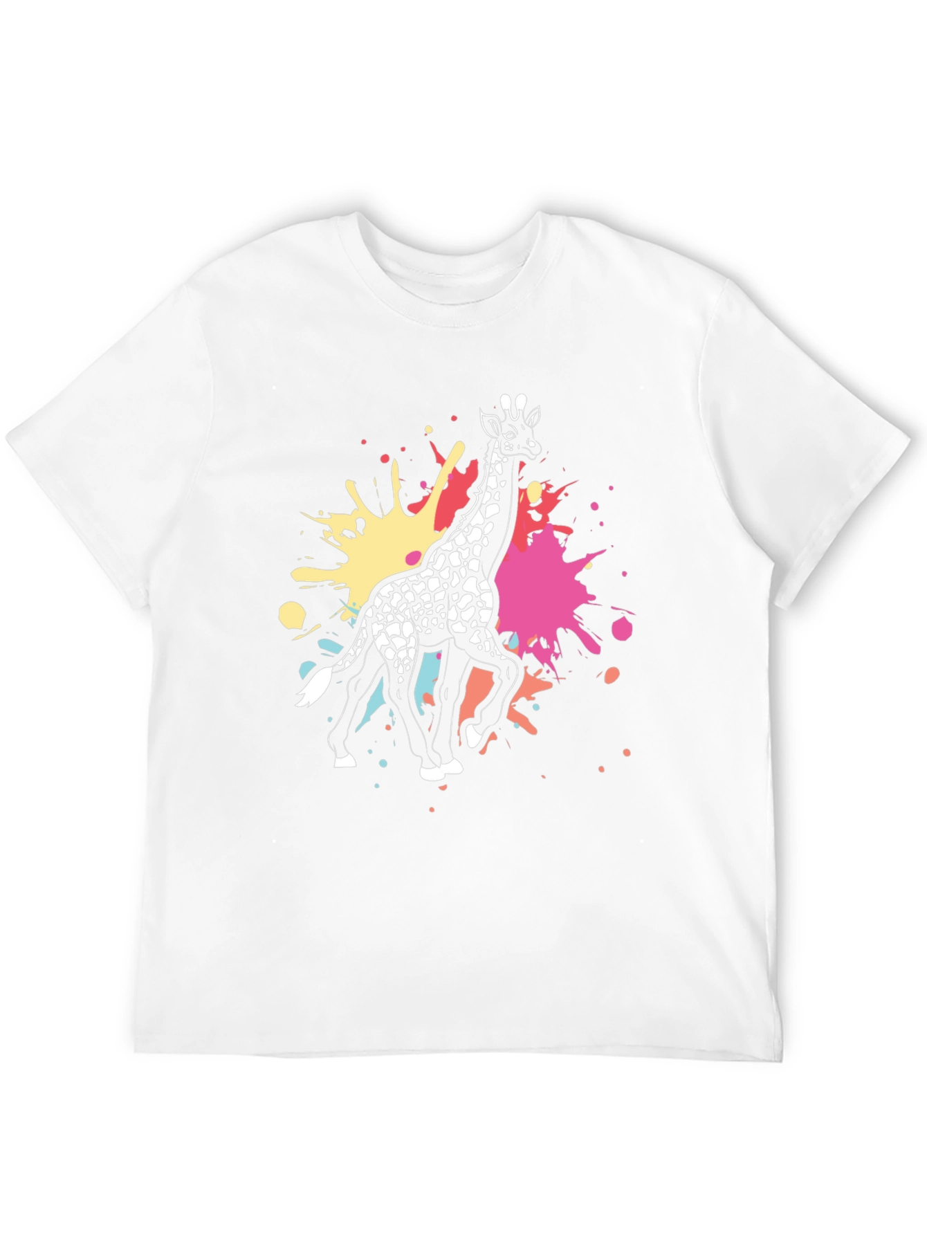 Black Giraffe Splatter Graphic Tee - Black Cotton Shirt view 12