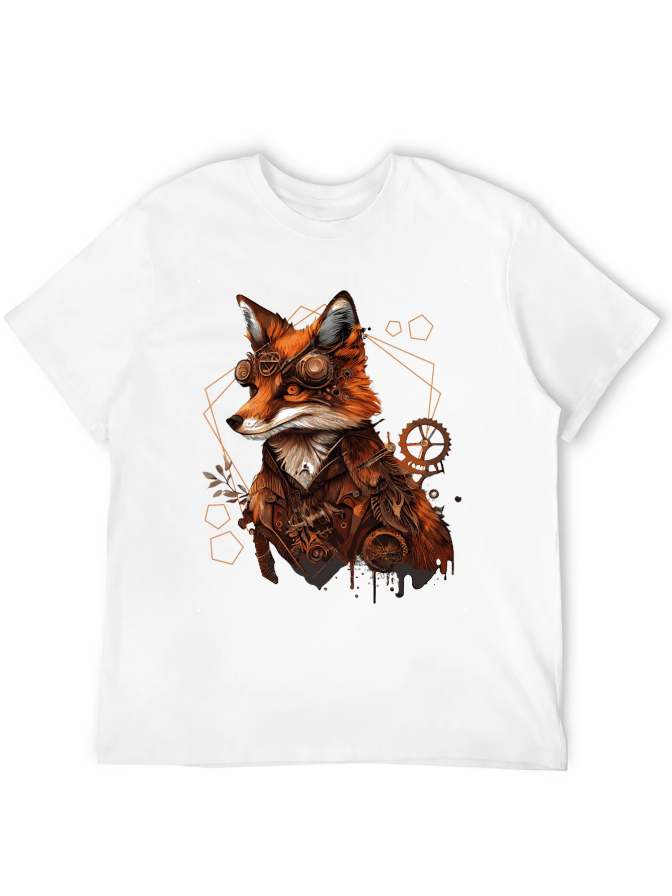 Black Steampunk Fox Graphic Tee - Unique Animal Design view 12