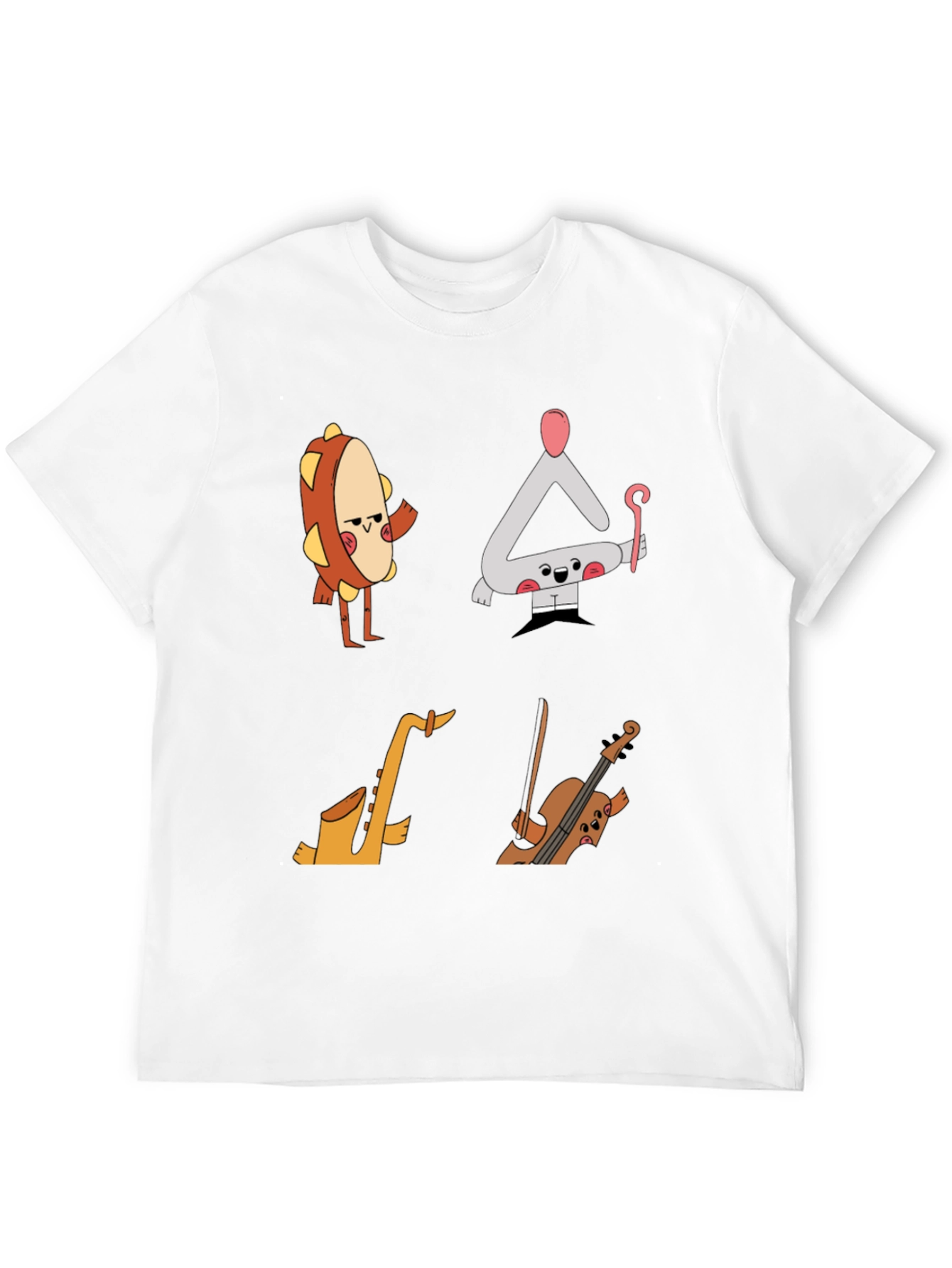Black Musical Instrument Cartoon T-Shirt - Black view 12