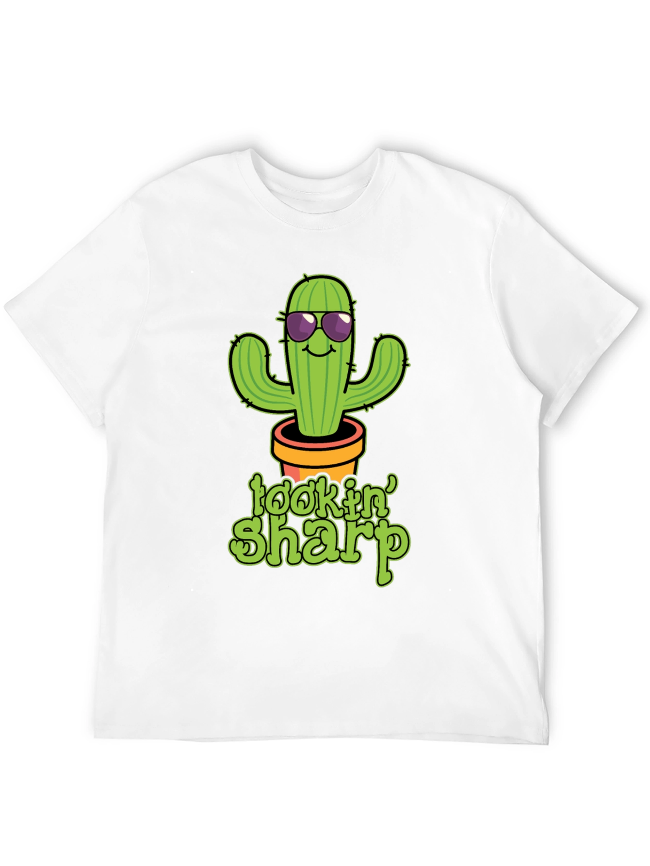 Black Lookin' Sharp Cactus Graphic T-Shirt - Funny Potted Plant Tee view 12