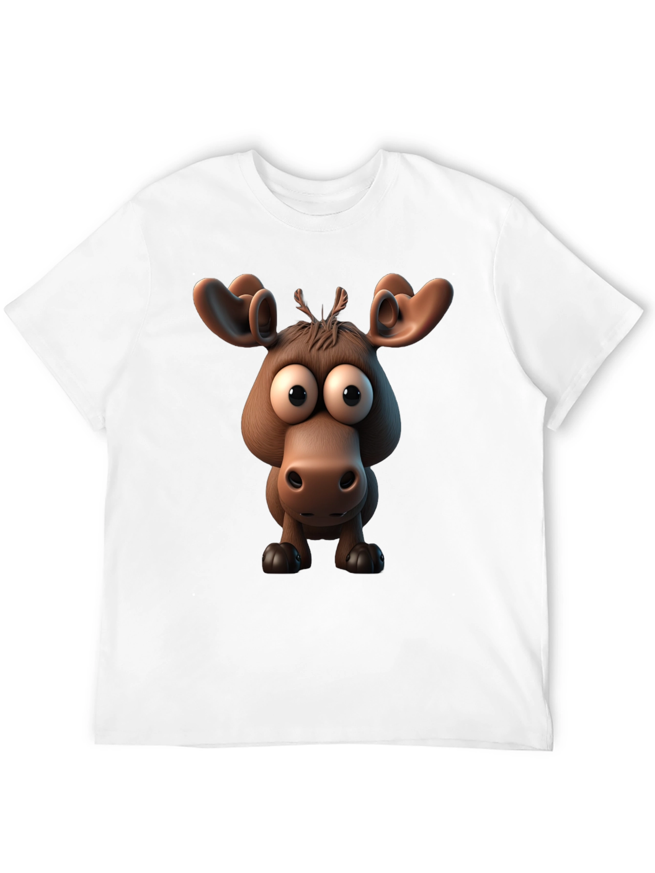 Black Funny Cartoon Moose Black T-Shirt view 12