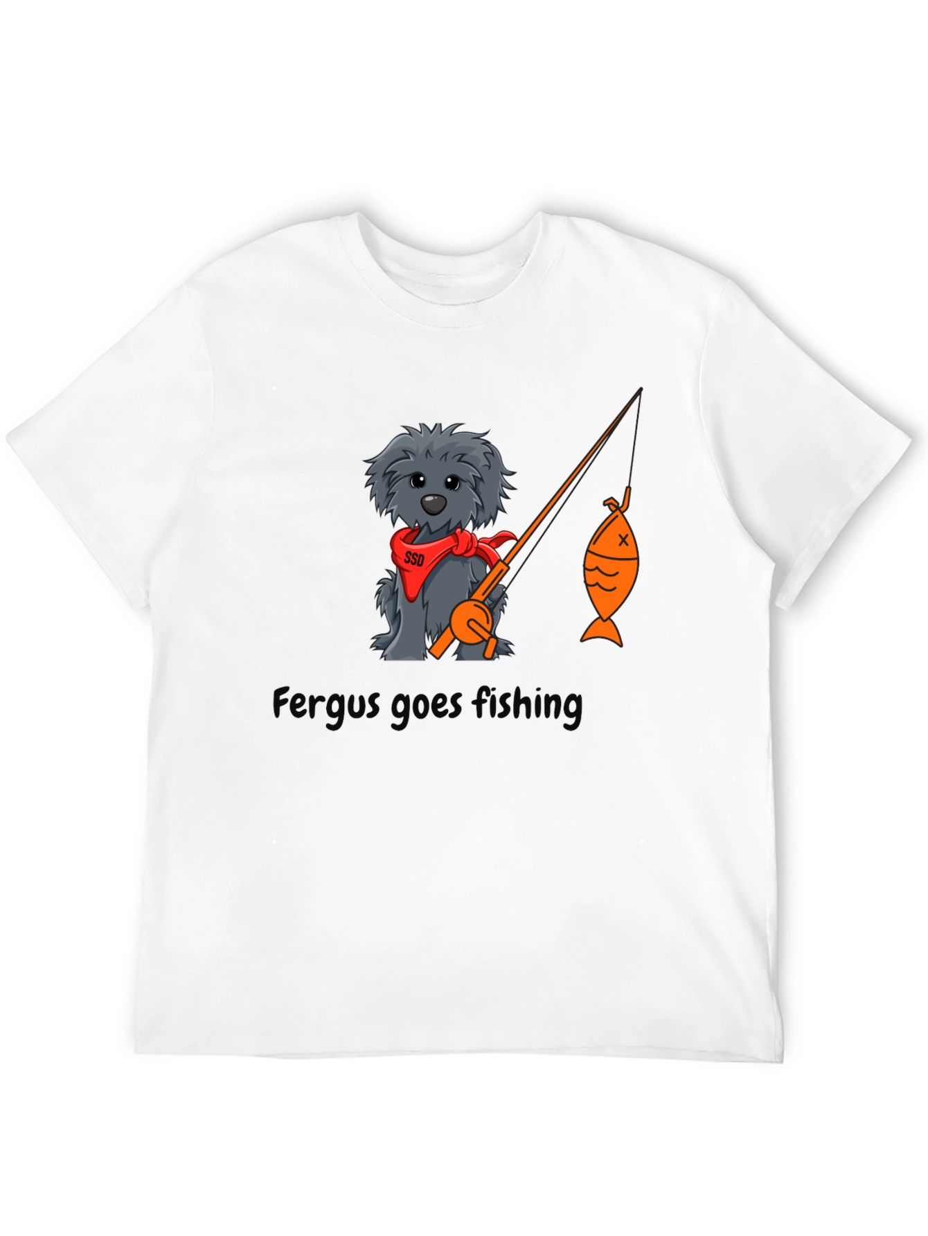 Black Fergus Goes Fishing Black T-Shirt view 12
